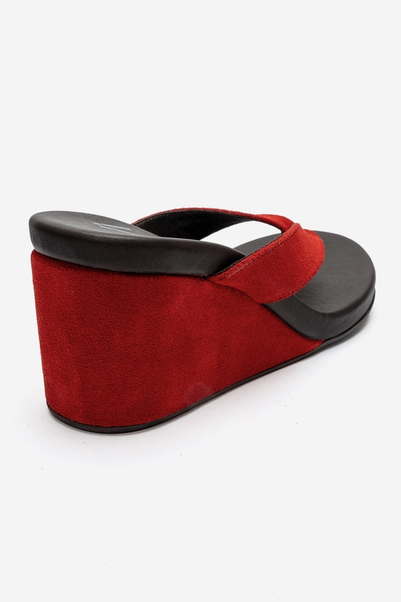 PRYON - Red Genuine Leather Thong Wedge Sandal (Women)