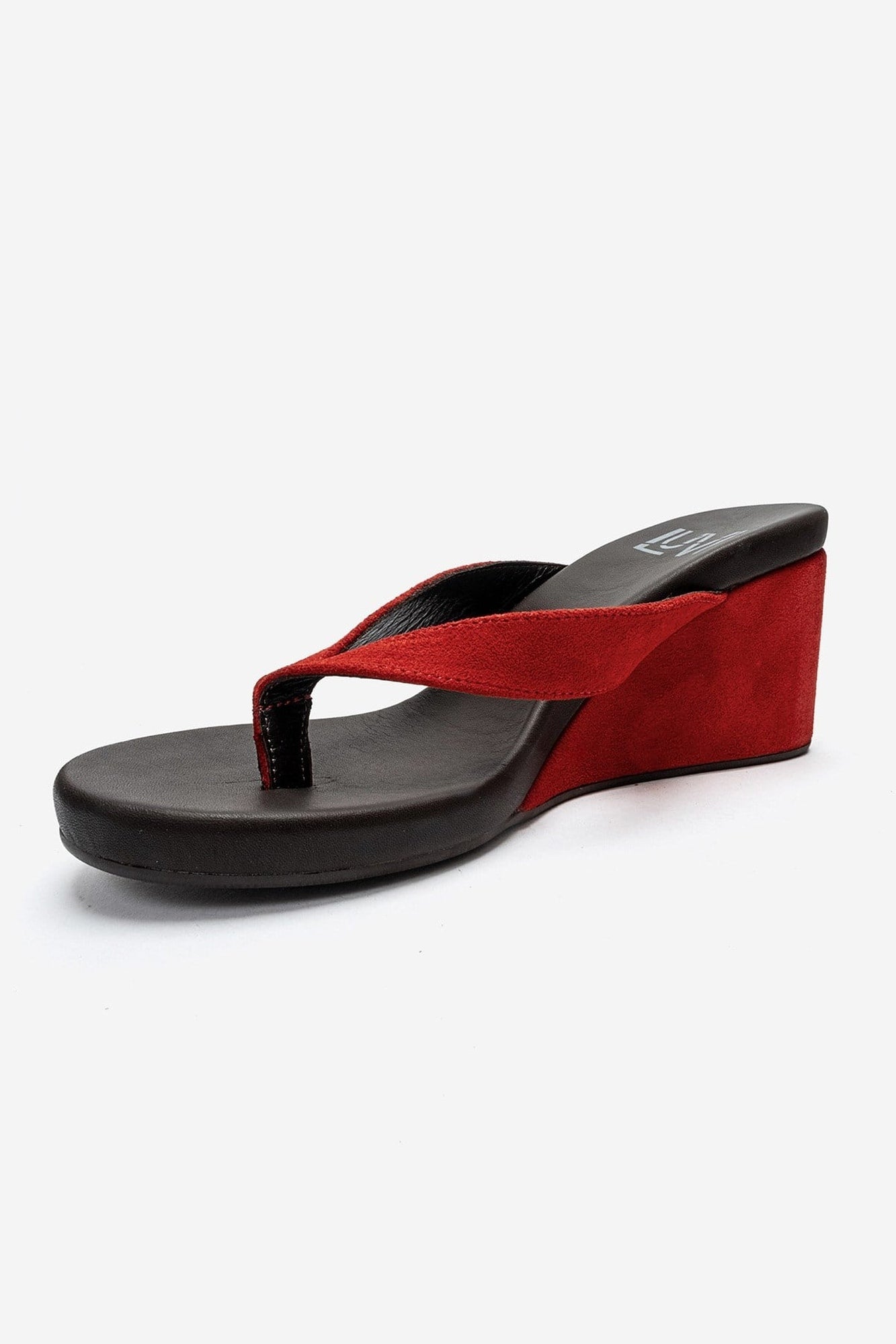 PRYON - Red Genuine Leather Thong Wedge Sandal (Women)