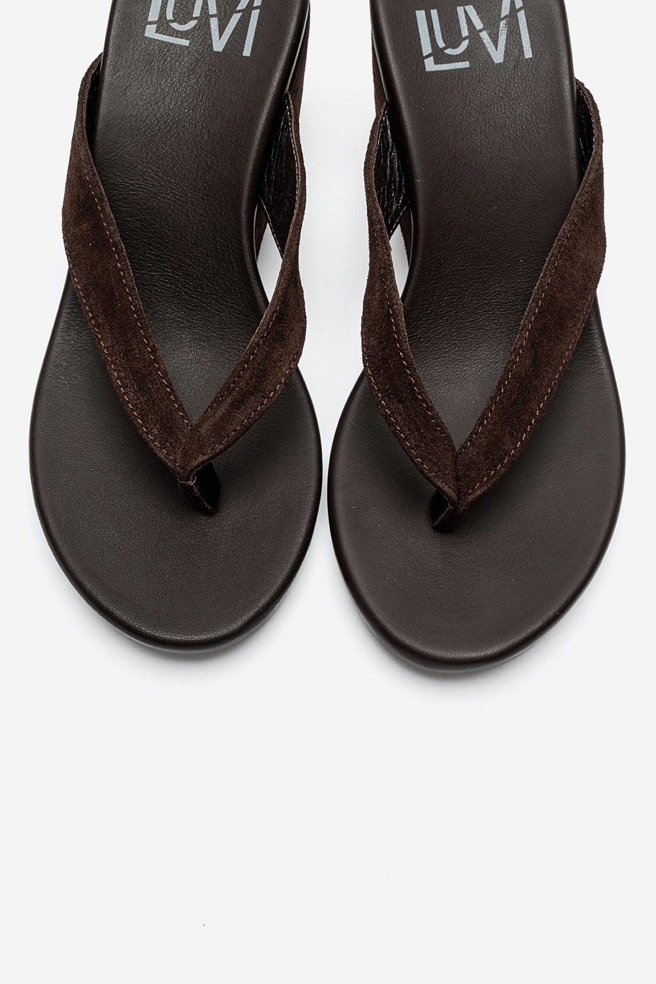 PRYON - Cognac Genuine Leather Thong Wedge Sandal (Women)