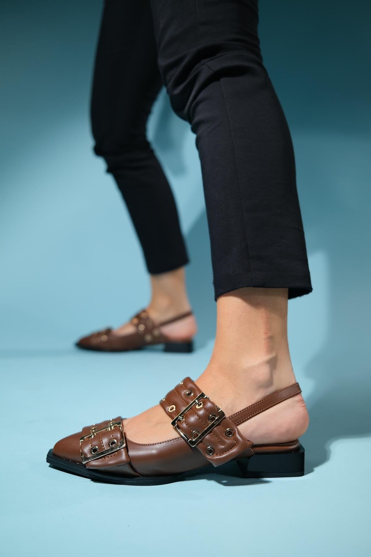 Paloma - Brown Gold Buckle Sandal (Women)