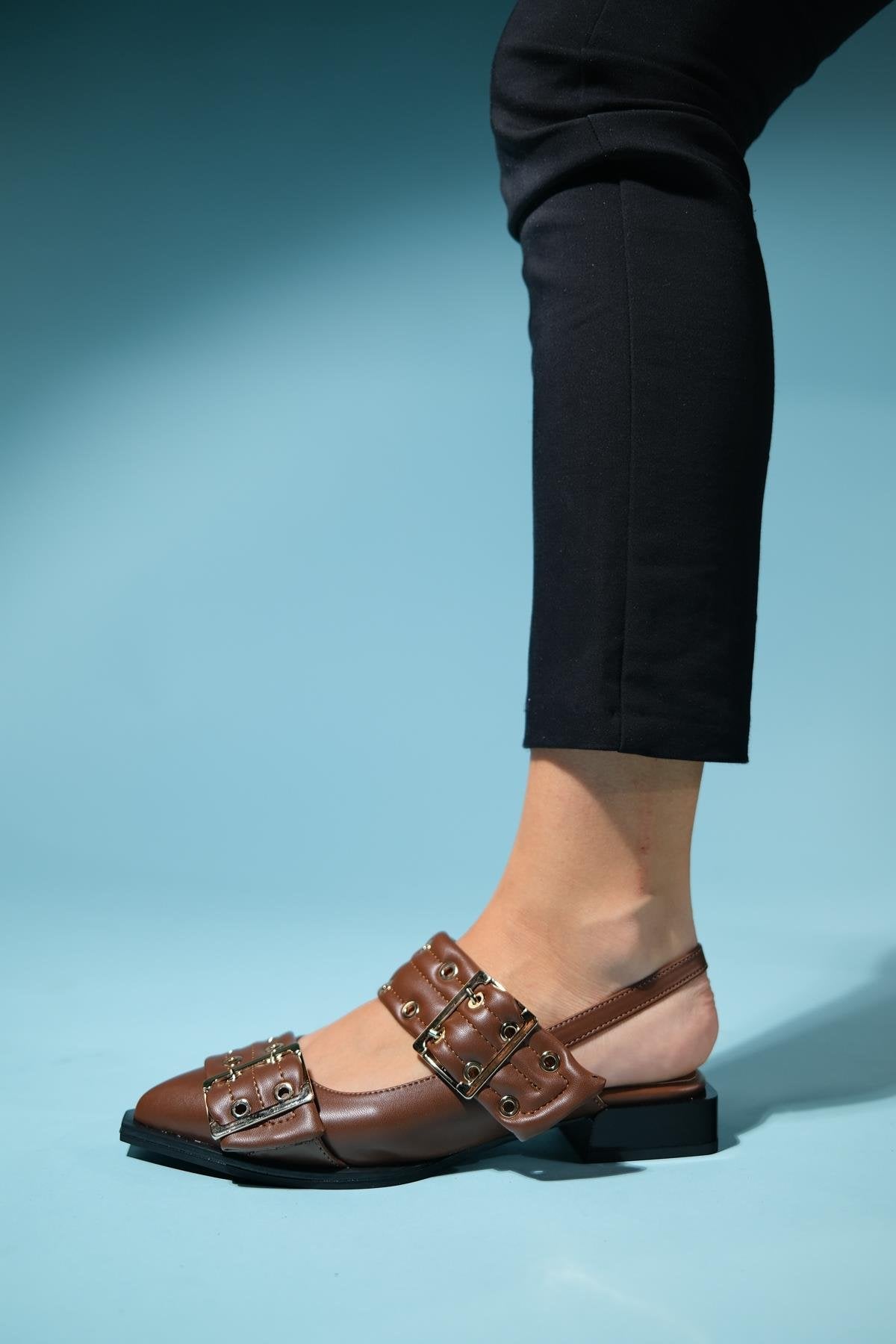 Paloma - Brown Gold Buckle Sandal (Women)