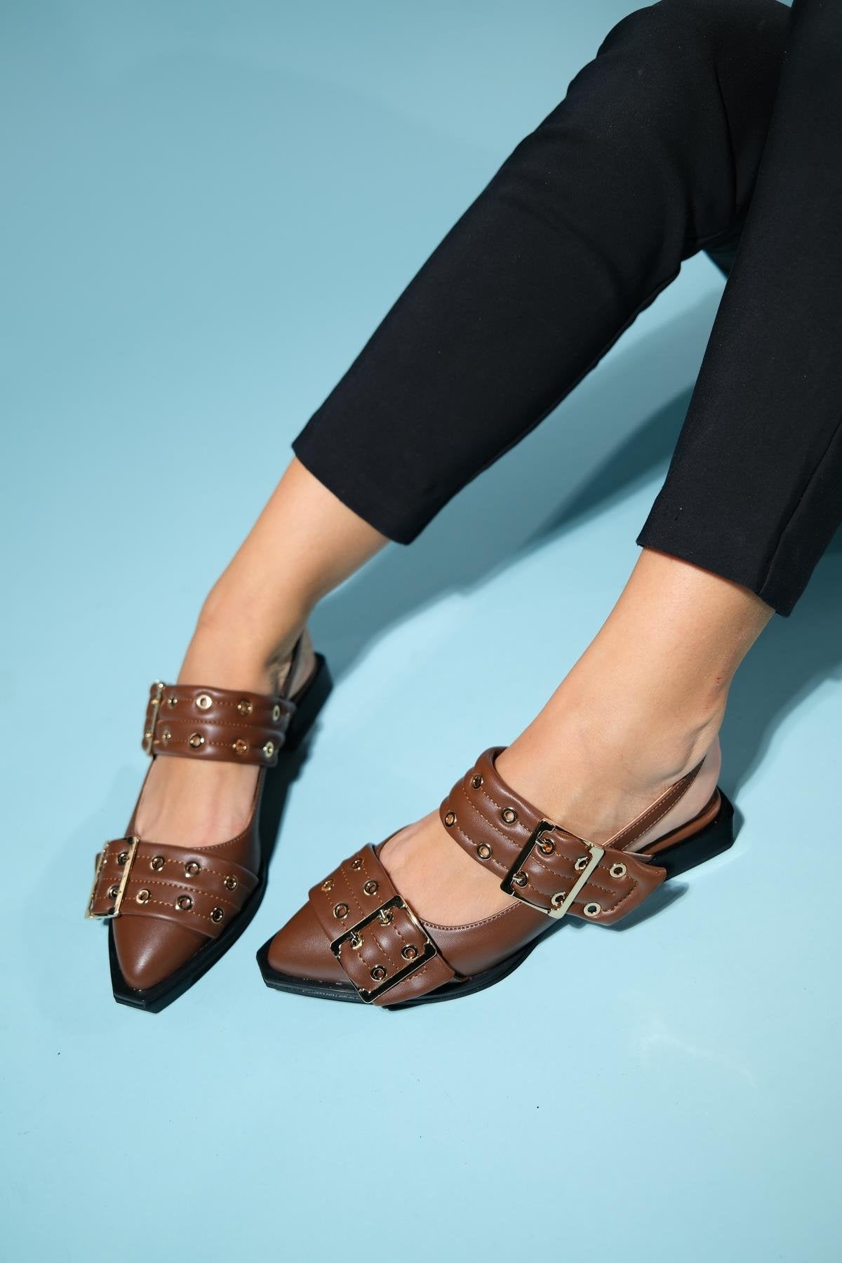 Paloma - Brown Gold Buckle Sandal (Women)