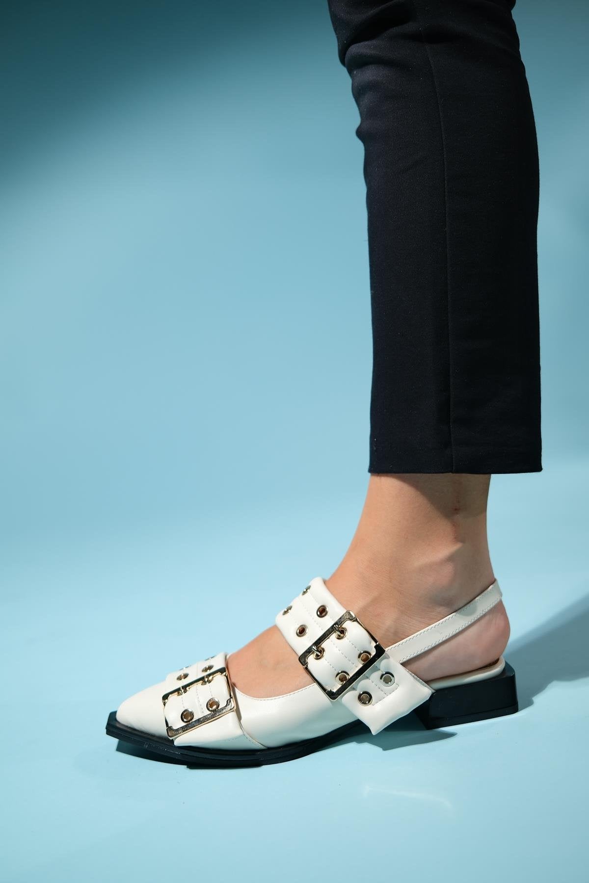 Paloma - Off-White Gold Buckle Sandal (Women)