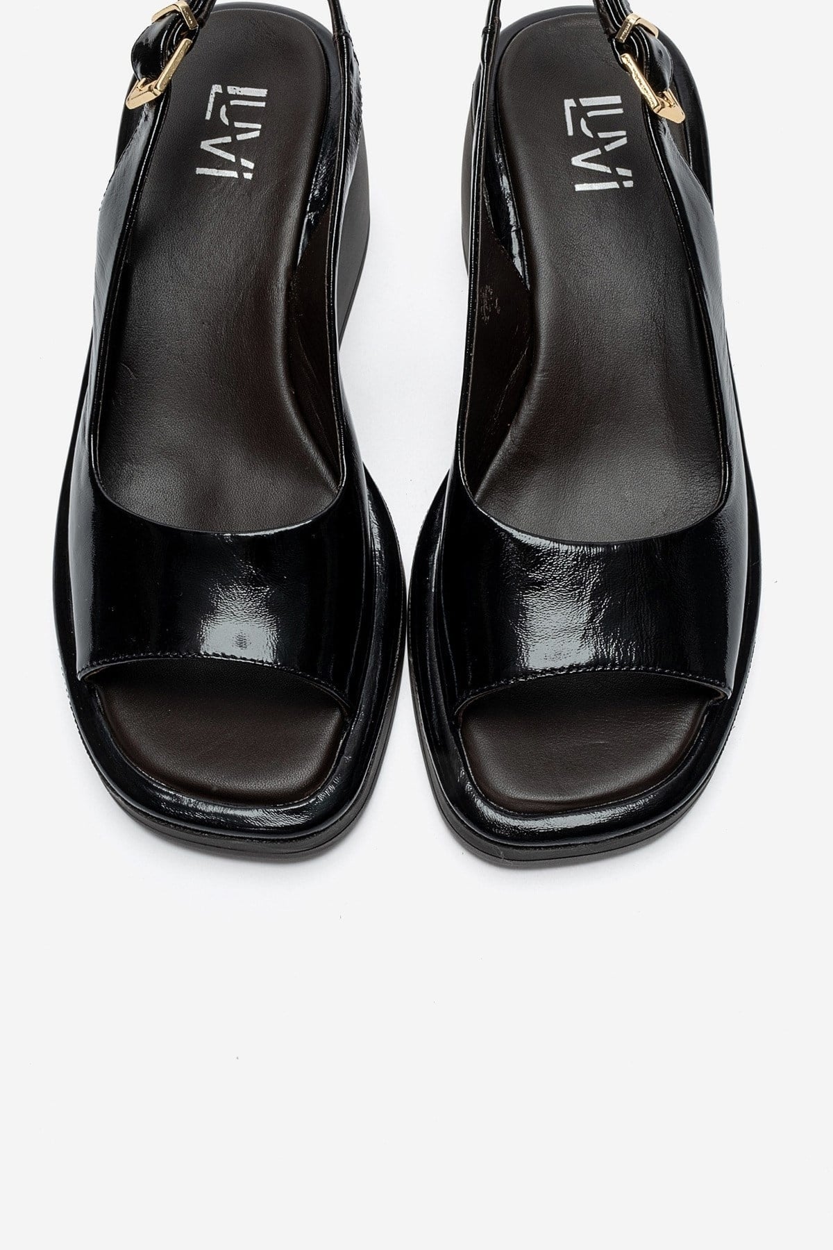 ORLENA - Black Genuine Leather Slingback Wedge Sandal (Women)