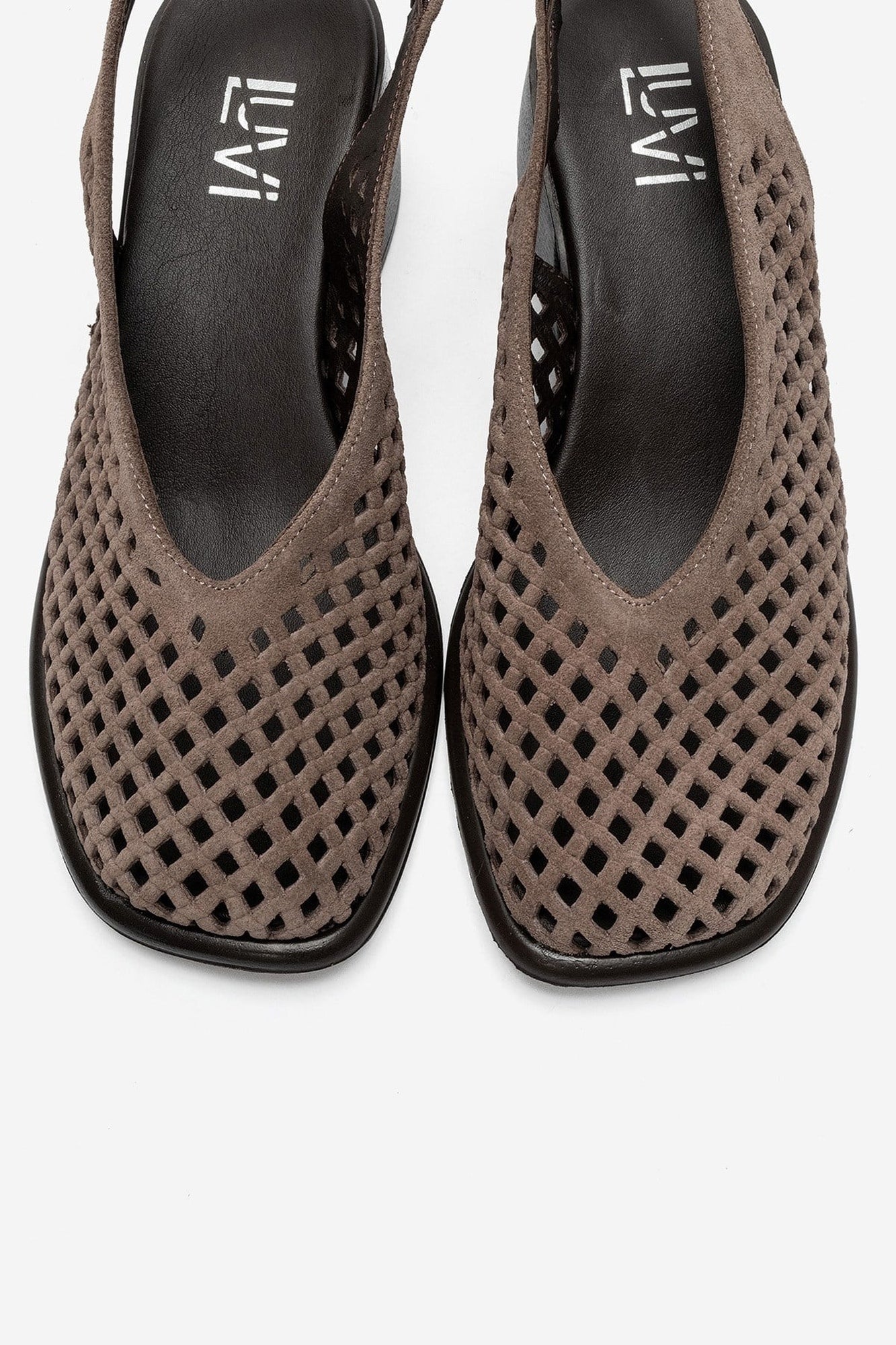 MONVERA - Taupe Genuine Suede Leather Closed-Toe Laser-Cut Block Heel Sandal (Women)