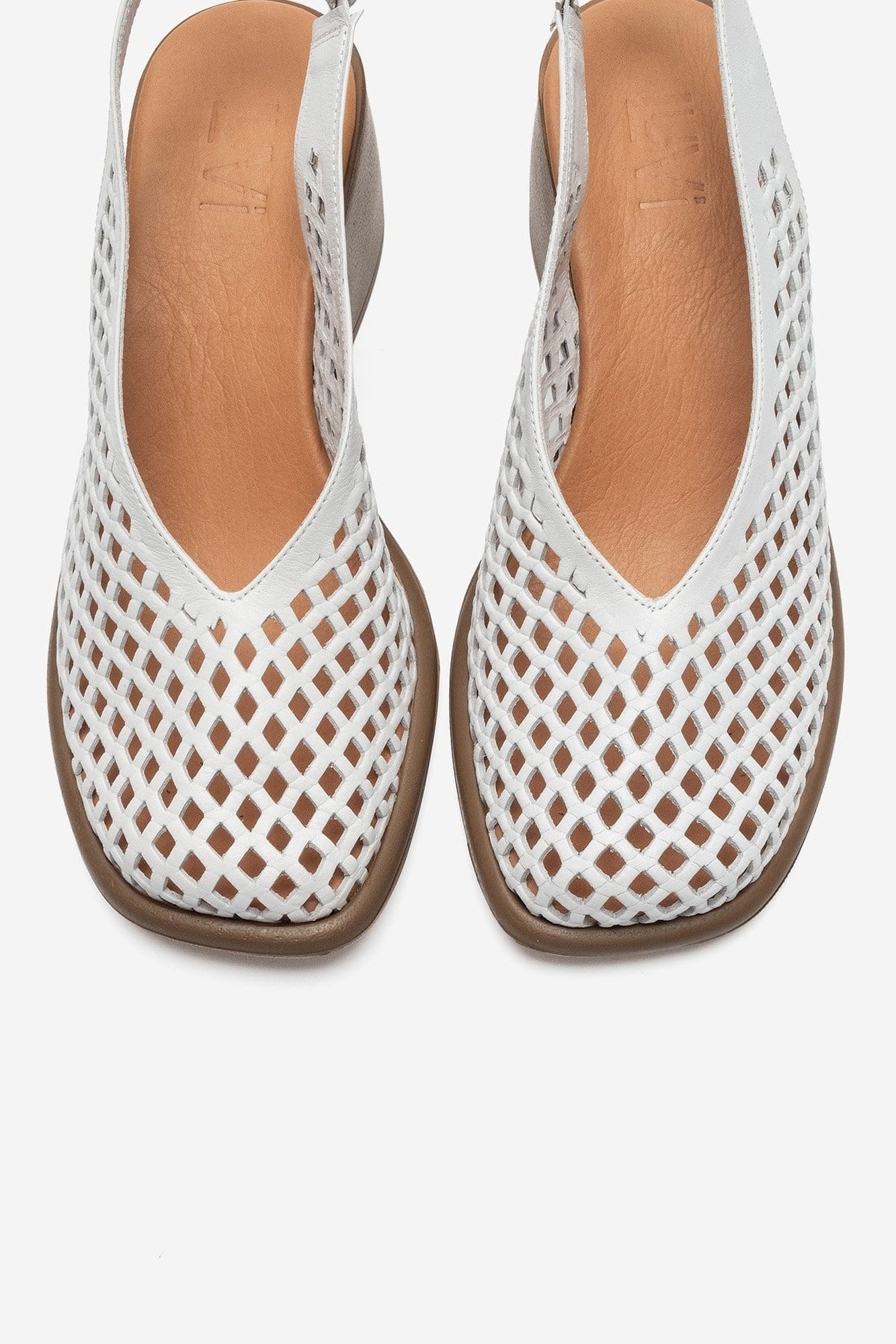 MONVERA - White Genuine Leather Closed-Toe Laser-Cut Block Heel Sandal (Women)