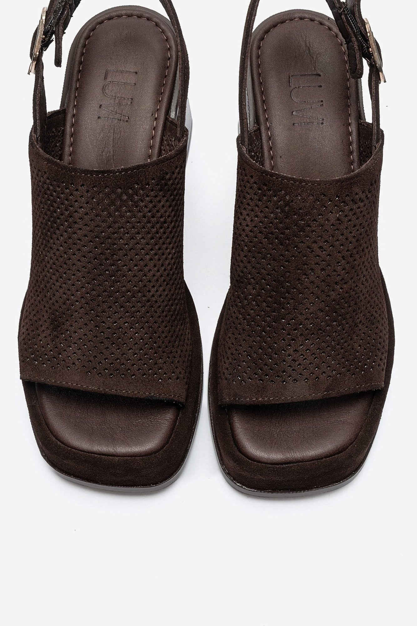 PENVIA - Brown Genuine Leather Platform Block Heel Sandal (Women)