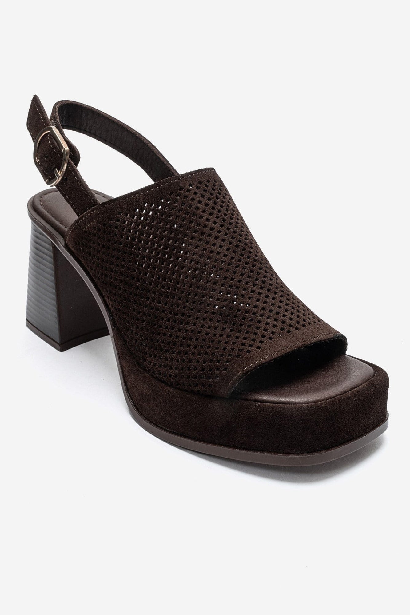 PENVIA - Brown Genuine Leather Platform Block Heel Sandal (Women)