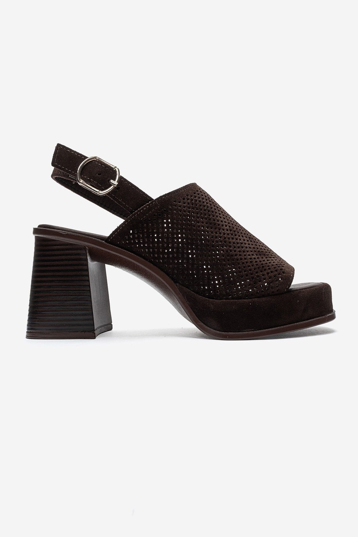 PENVIA - Brown Genuine Leather Platform Block Heel Sandal (Women)