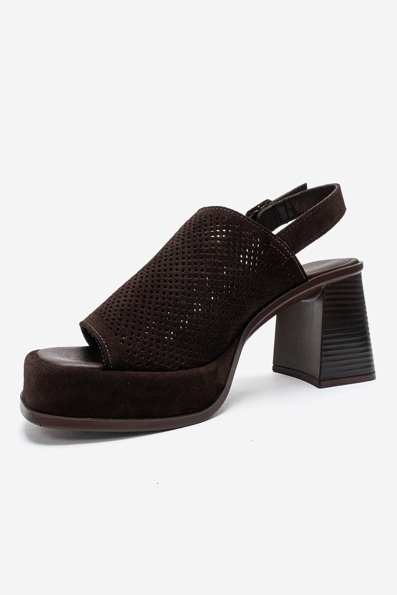 PENVIA - Brown Genuine Leather Platform Block Heel Sandal (Women)