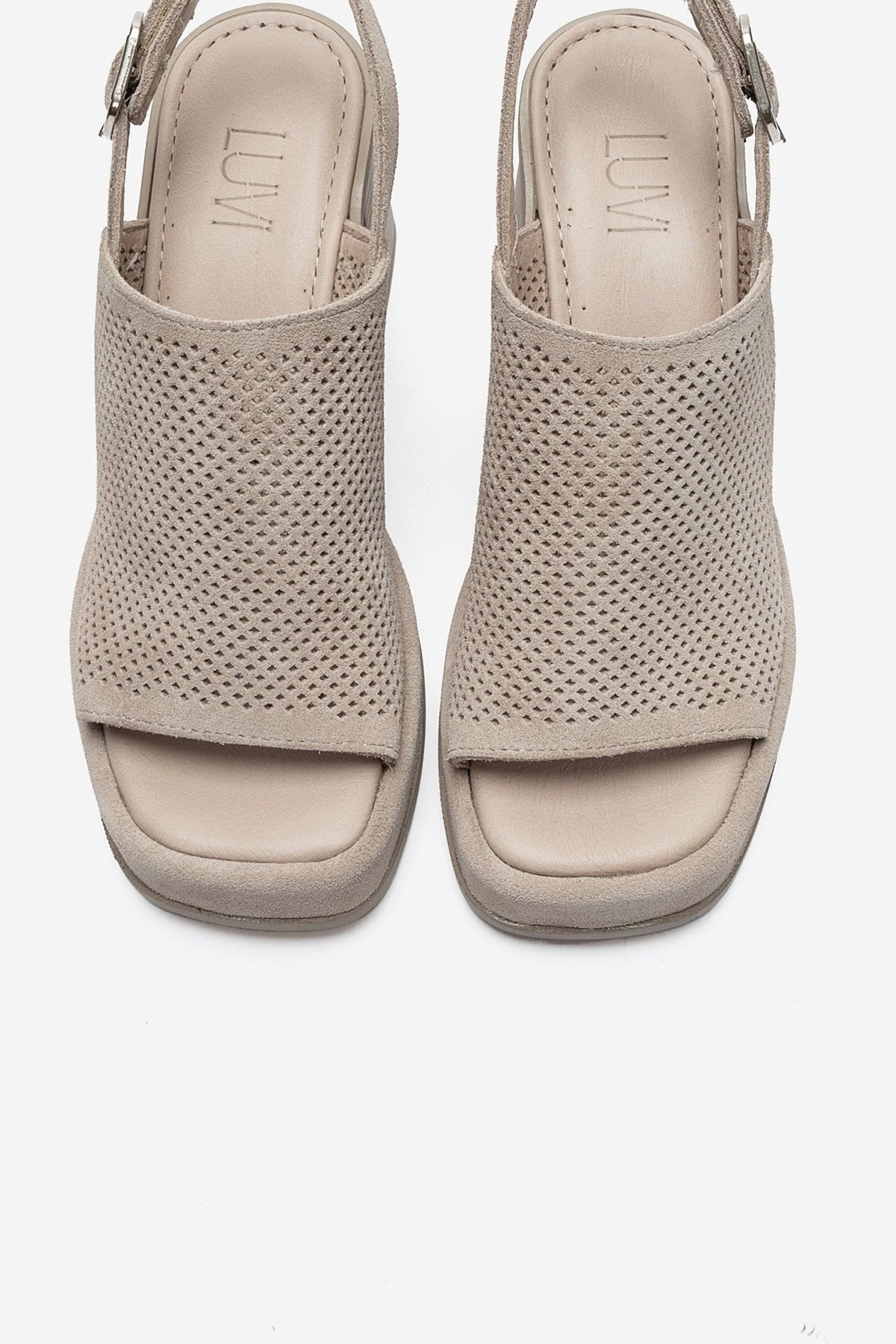 PENVIA - Beige Genuine Leather Platform Block Heel Sandal (Women)