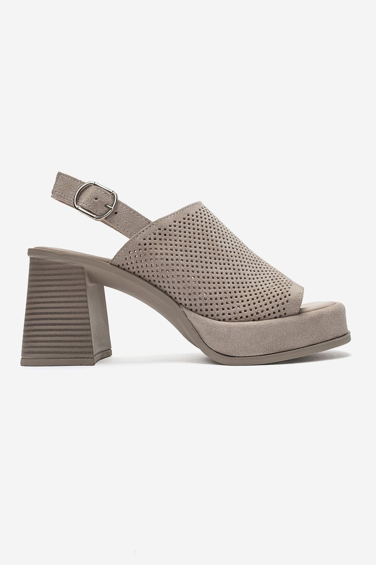 PENVIA - Beige Genuine Leather Platform Block Heel Sandal (Women)
