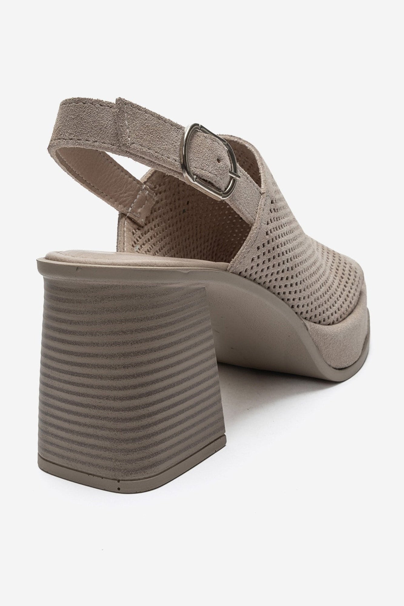 PENVIA - Beige Genuine Leather Platform Block Heel Sandal (Women)