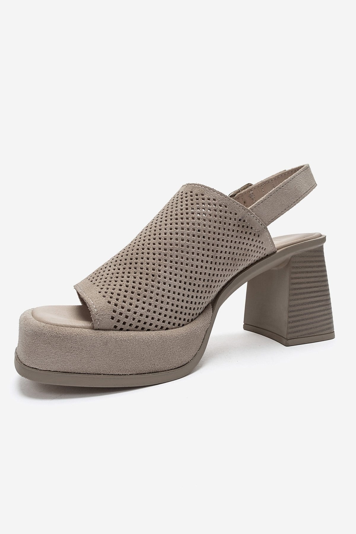 PENVIA - Beige Genuine Leather Platform Block Heel Sandal (Women)