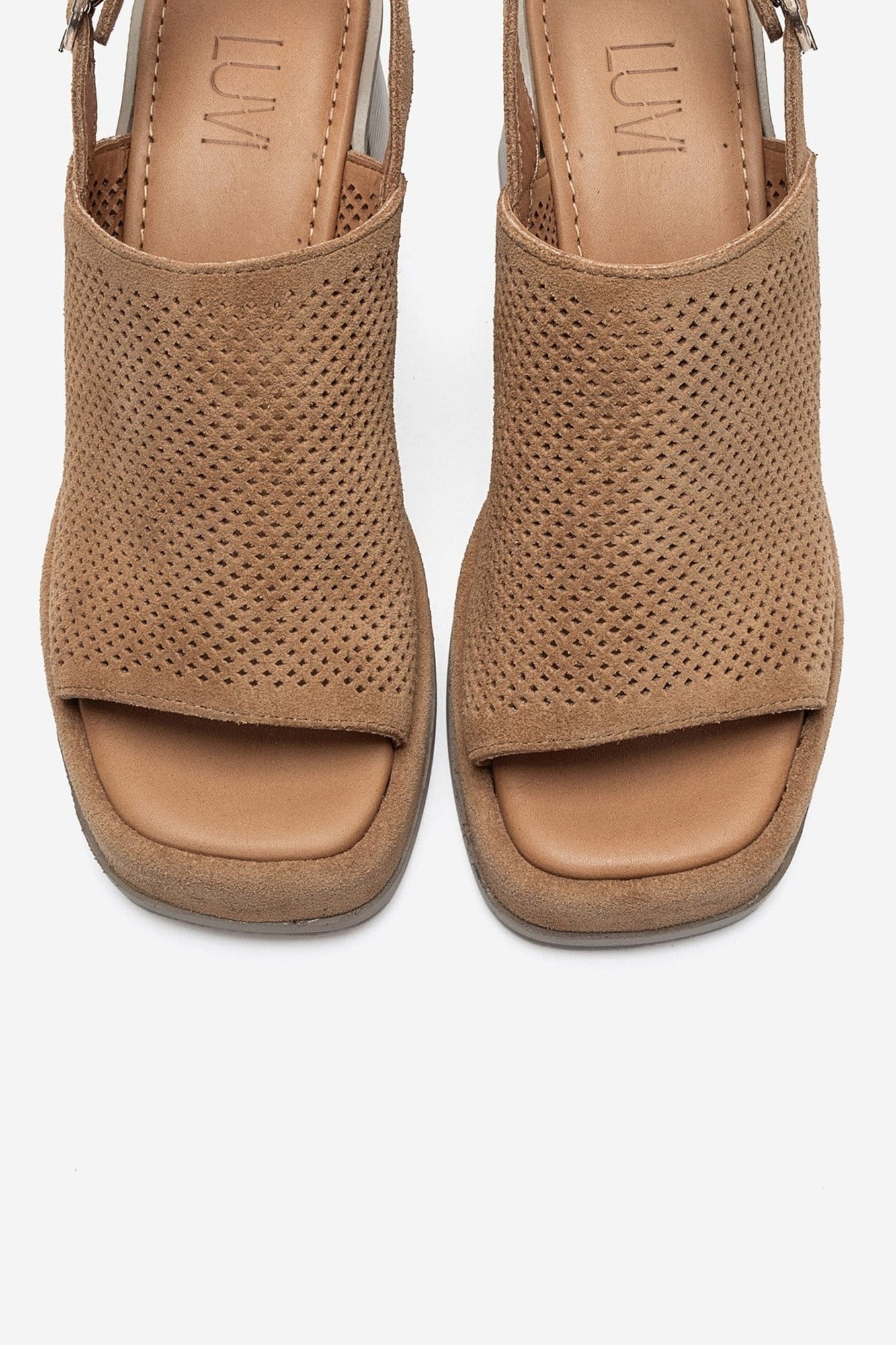 PENVIA - Cognac Genuine Leather Platform Block Heel Sandal (Women)