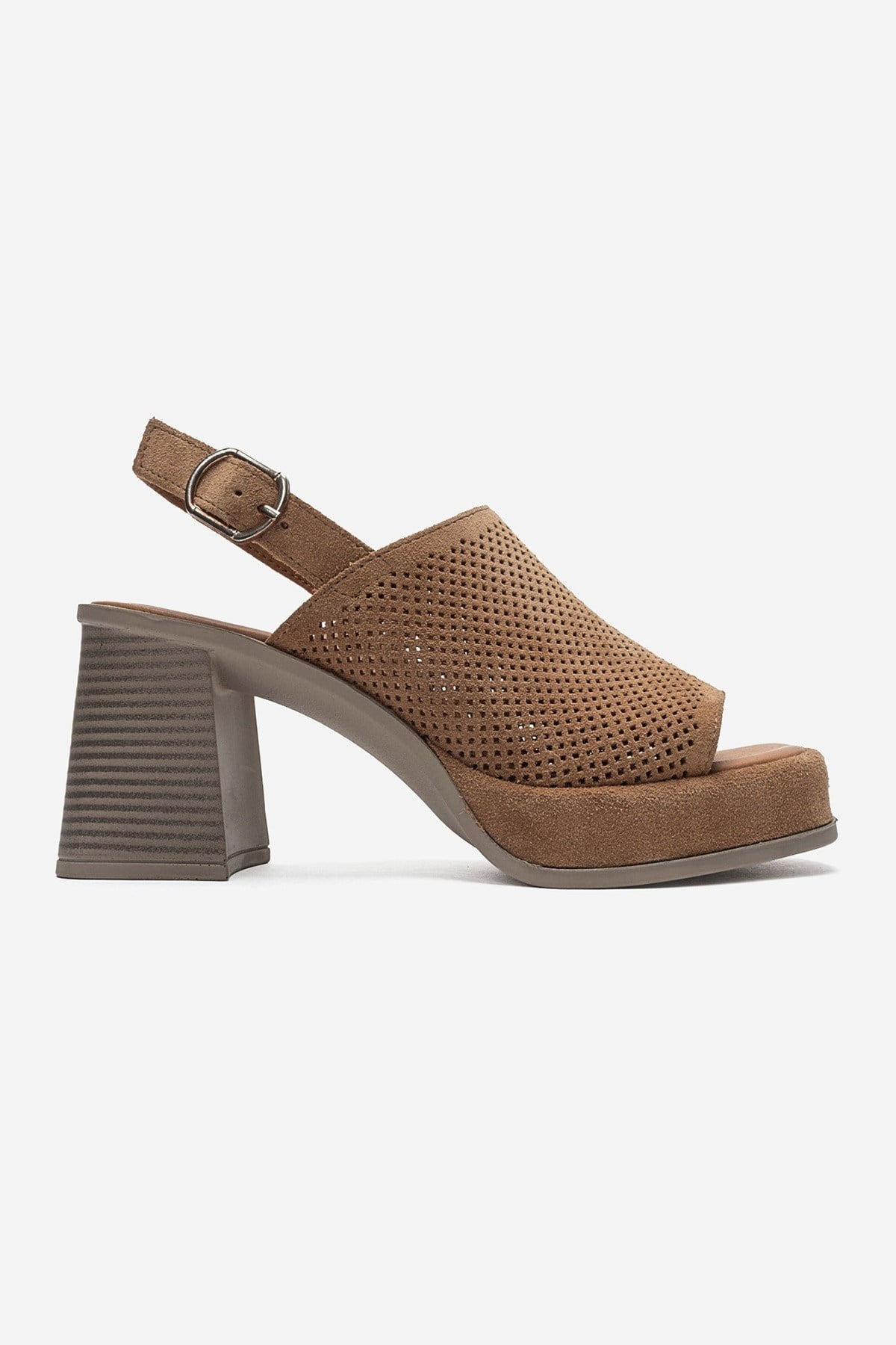 PENVIA - Cognac Genuine Leather Platform Block Heel Sandal (Women)