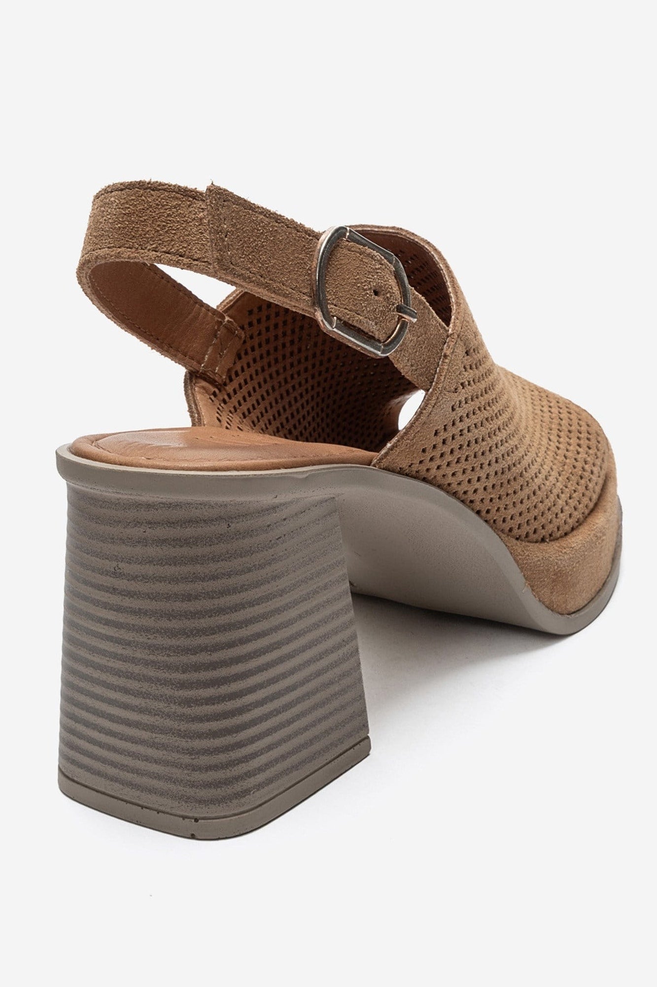 PENVIA - Cognac Genuine Leather Platform Block Heel Sandal (Women)