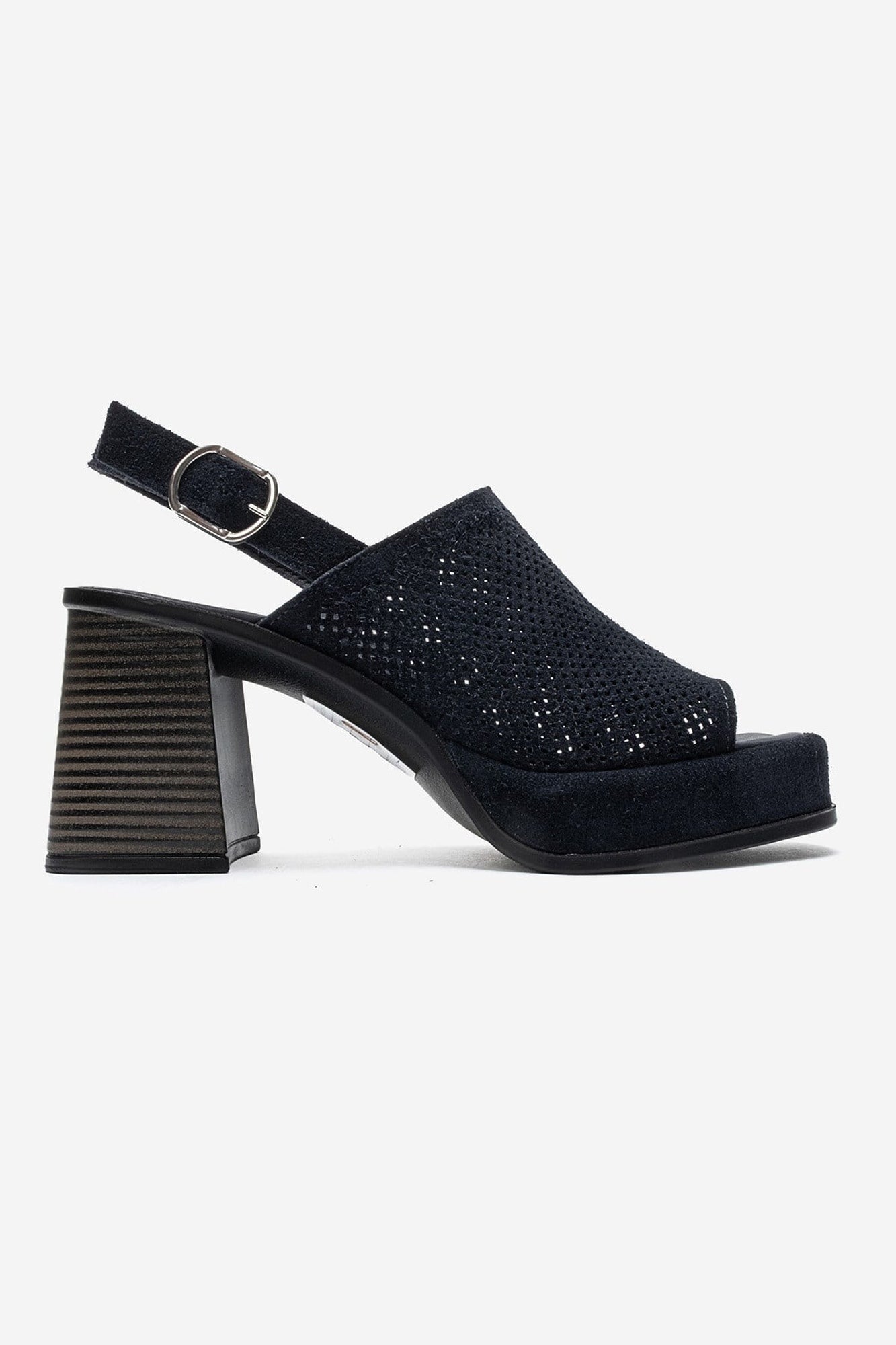PENVIA - Navy Genuine Leather Platform Block Heel Sandal (Women)