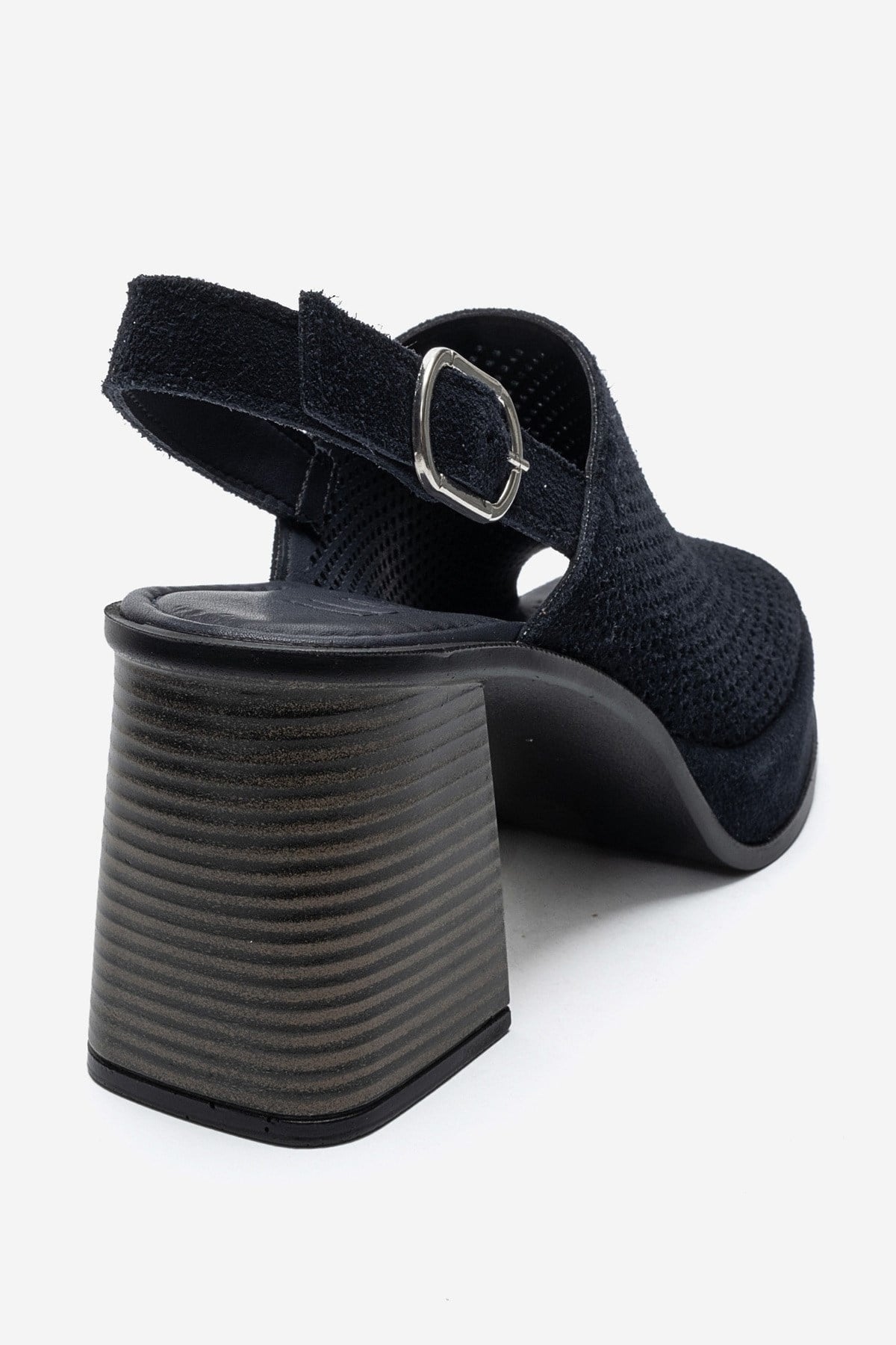 PENVIA - Navy Genuine Leather Platform Block Heel Sandal (Women)