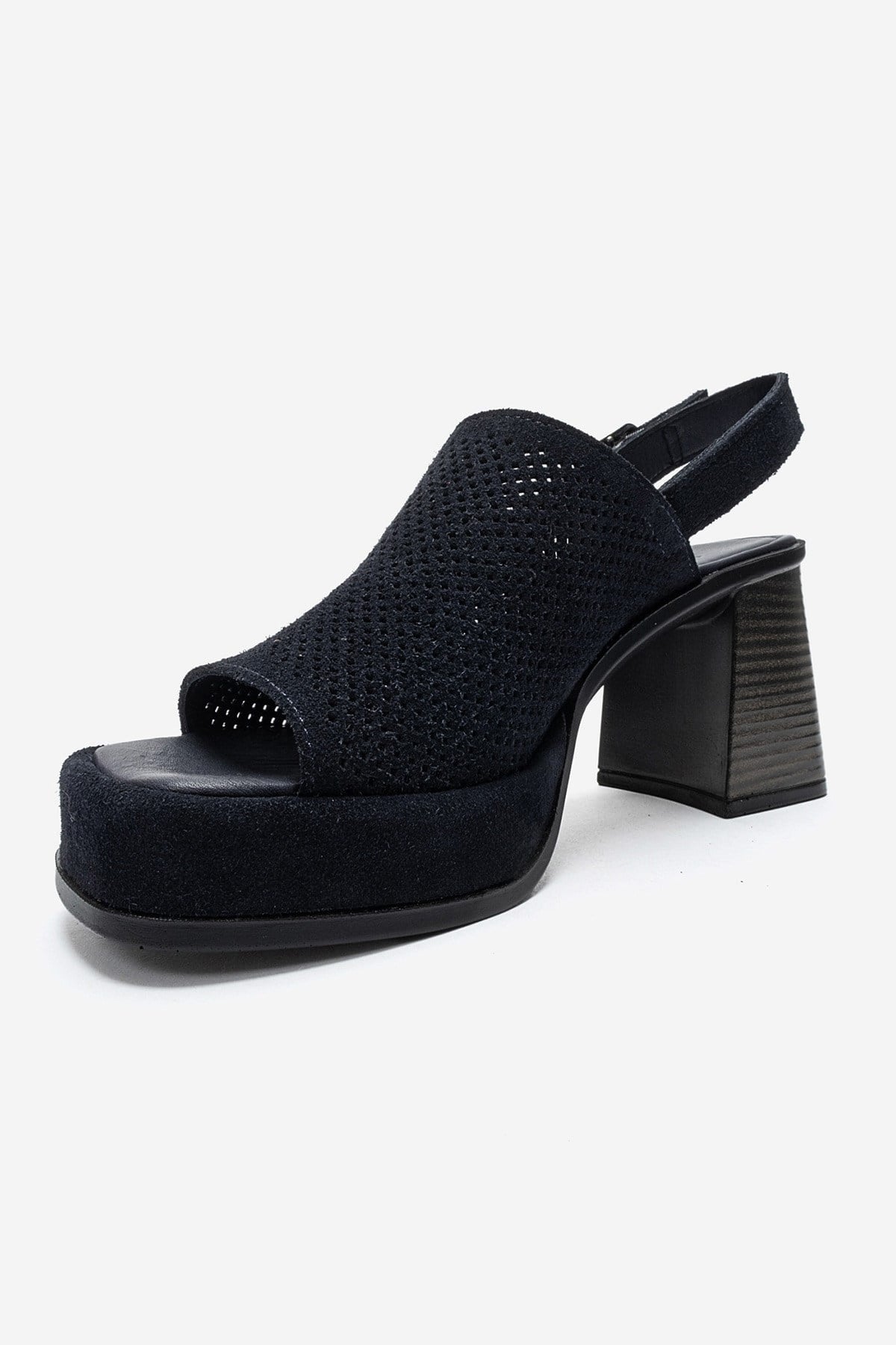 PENVIA - Navy Genuine Leather Platform Block Heel Sandal (Women)