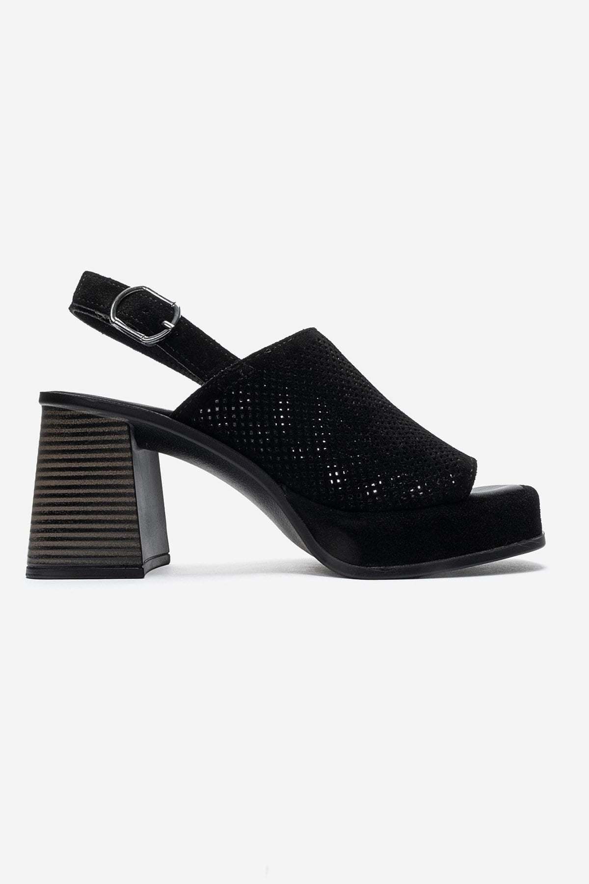 PENVIA - Black Genuine Leather Platform Block Heel Sandal (Women)
