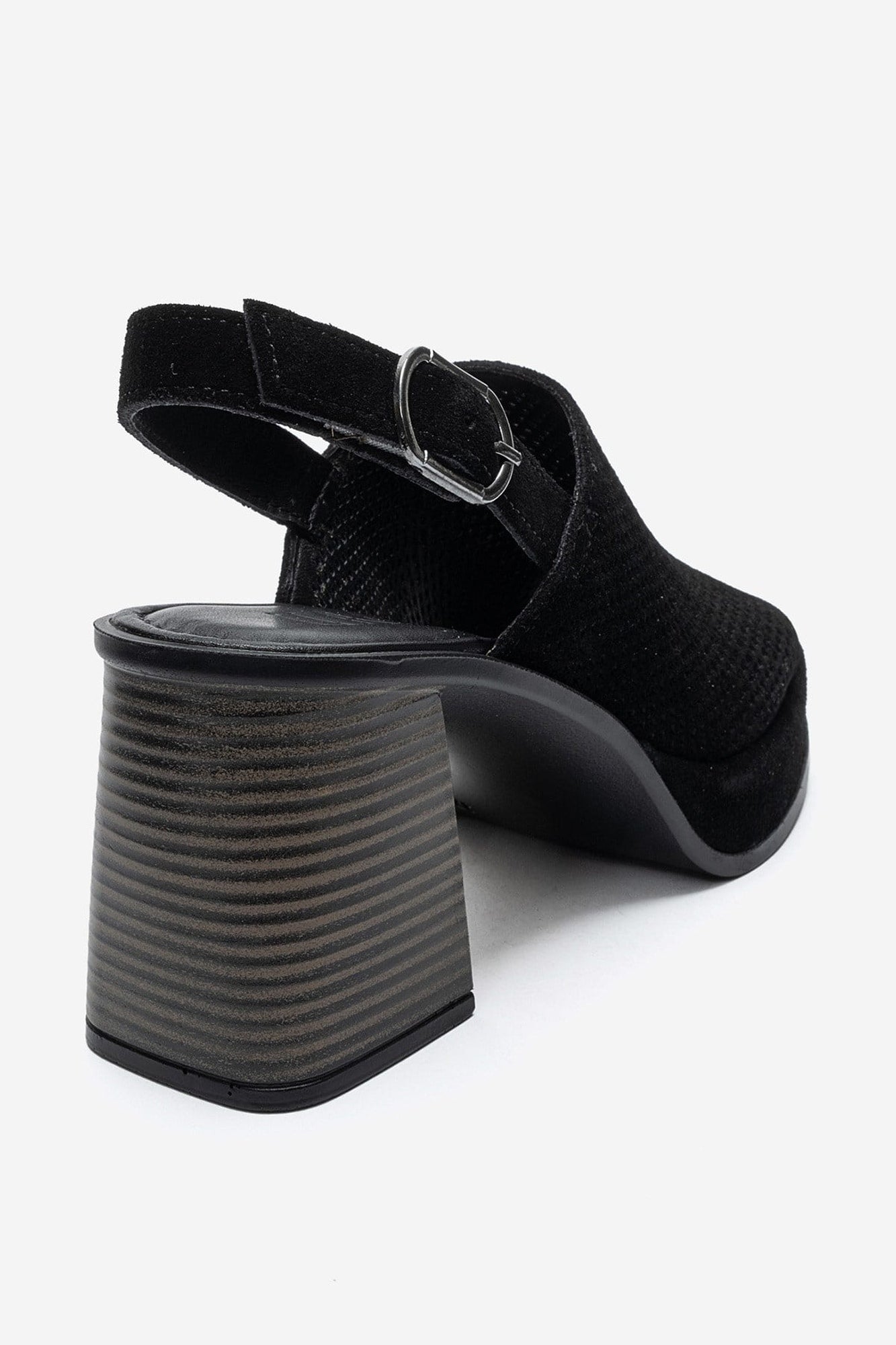 PENVIA - Black Genuine Leather Platform Block Heel Sandal (Women)