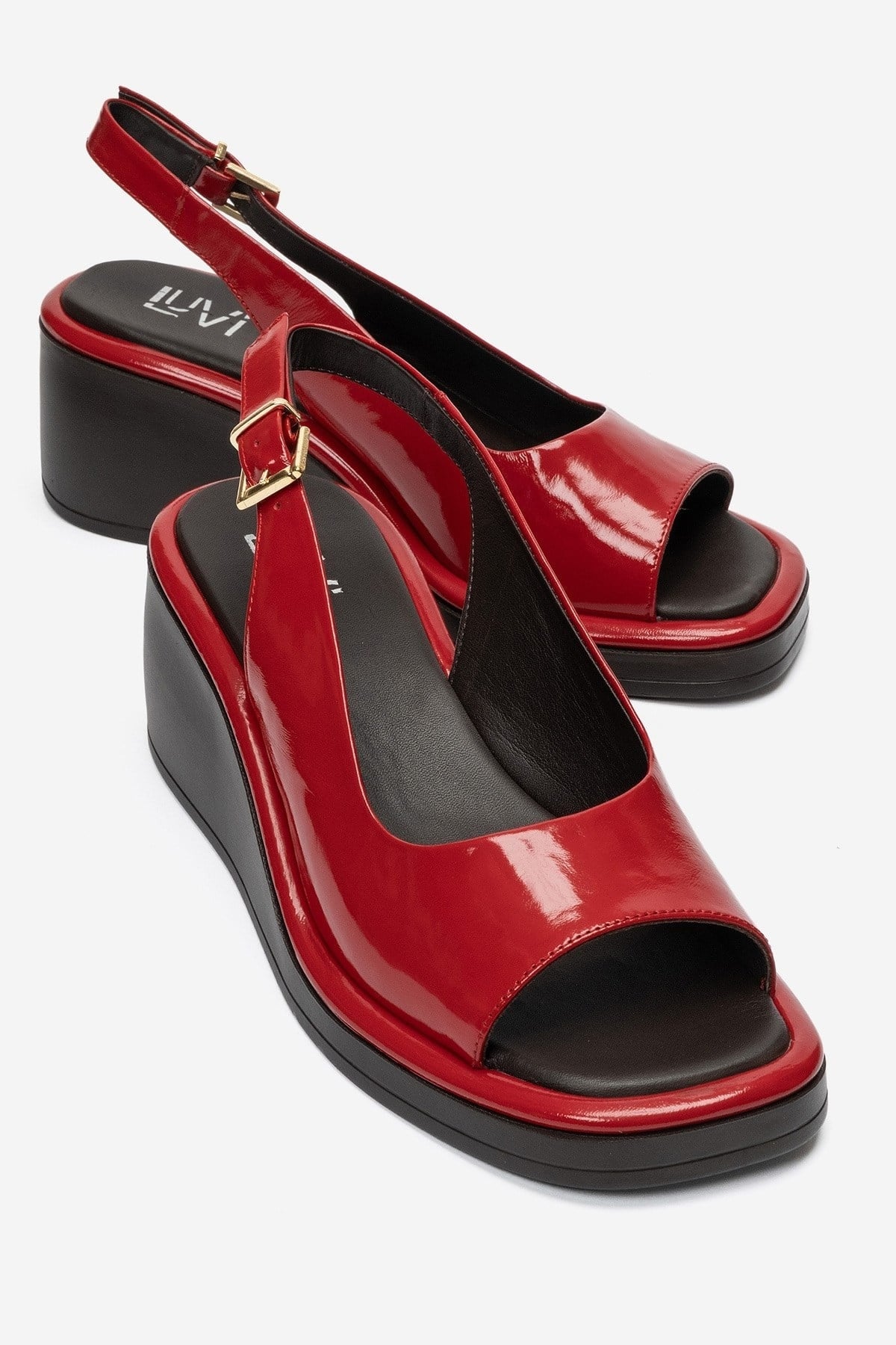 Orlena - Red Genuine Leather Platform Wedge Sandal (Women)