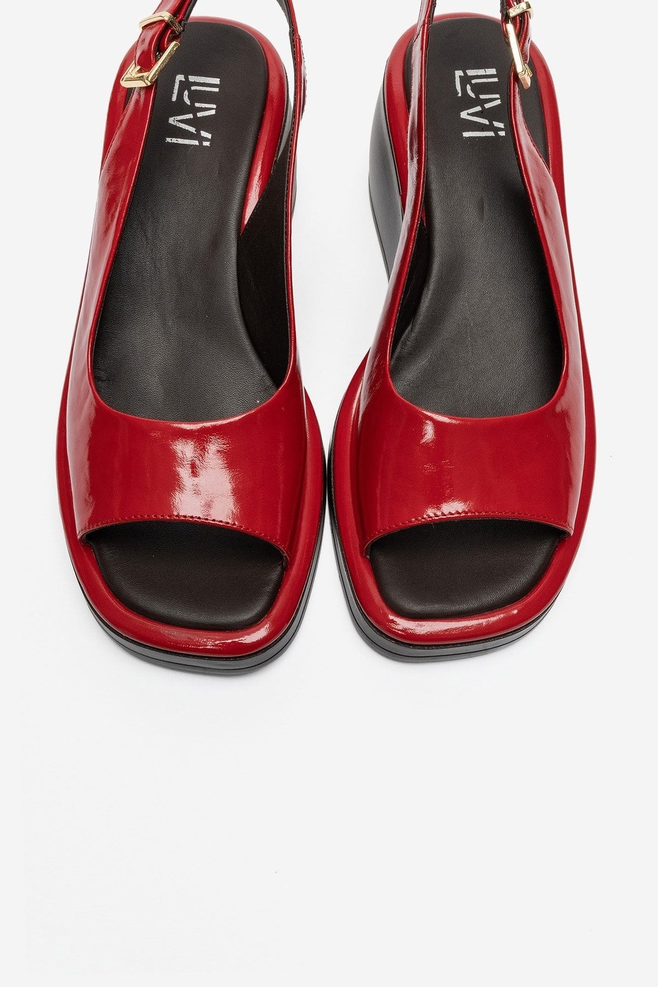 Orlena - Red Genuine Leather Platform Wedge Sandal (Women)
