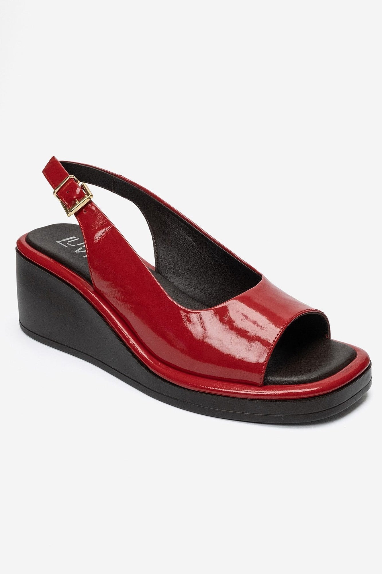 Orlena - Red Genuine Leather Platform Wedge Sandal (Women)