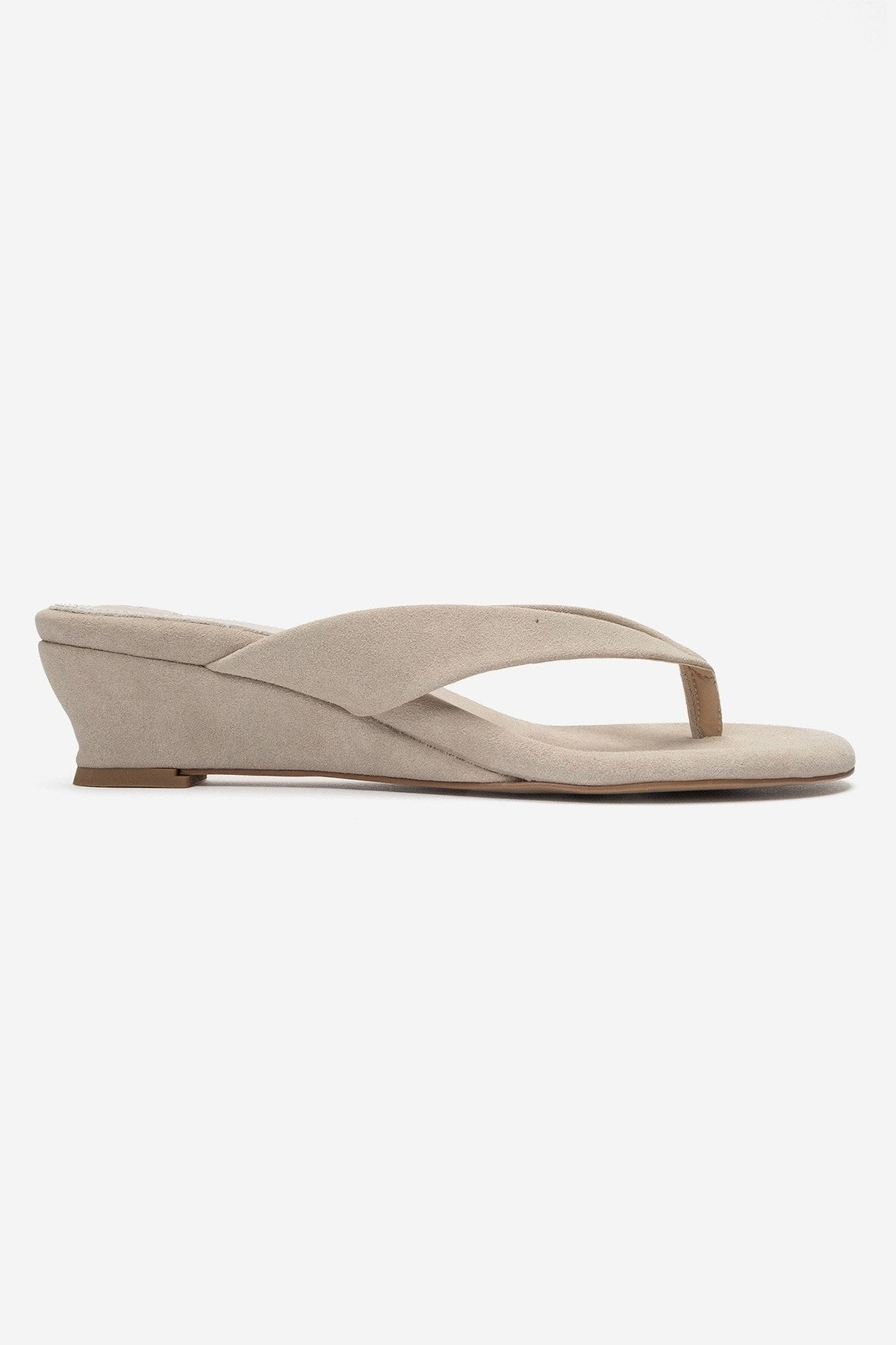 VANESSIA - Beige Suede Toe-Post Mini Block Heel Sandal (Women)