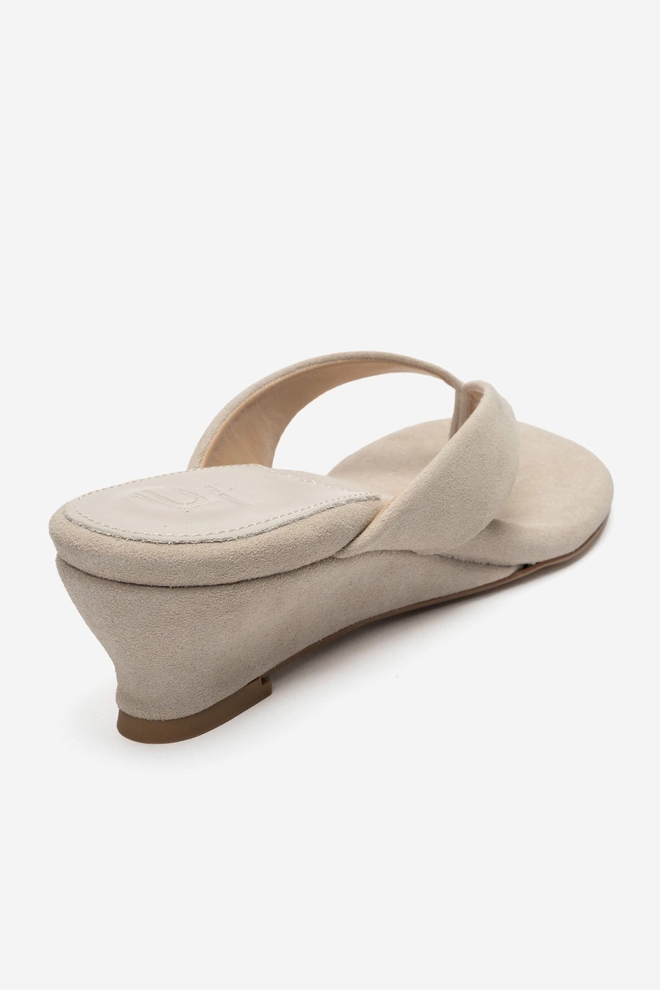 VANESSIA - Beige Suede Toe-Post Mini Block Heel Sandal (Women)