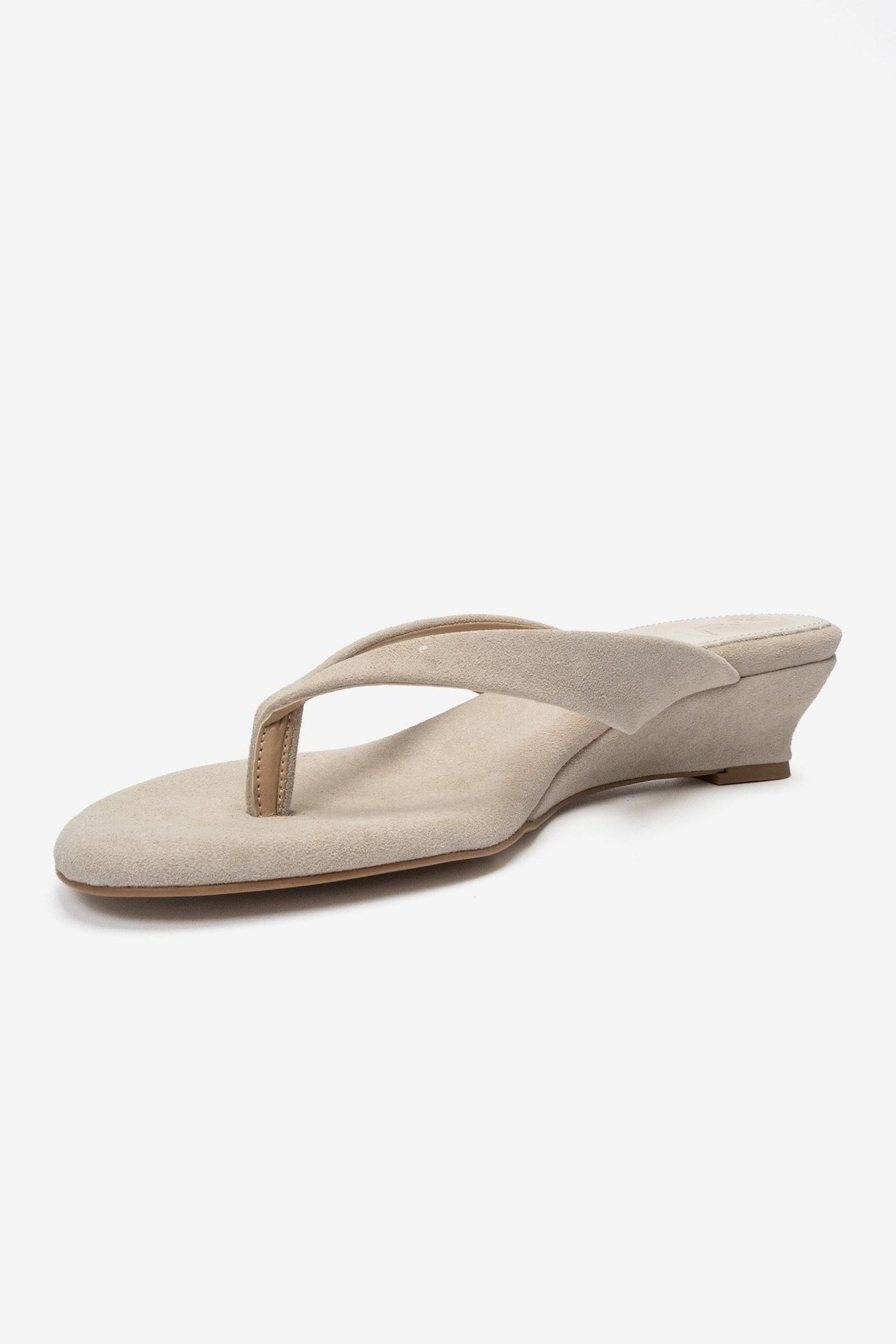 VANESSIA - Beige Suede Toe-Post Mini Block Heel Sandal (Women)