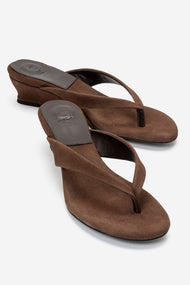 VANESSIA - Cognac Suede Toe-Post Mini Block Heel Sandal (Women)