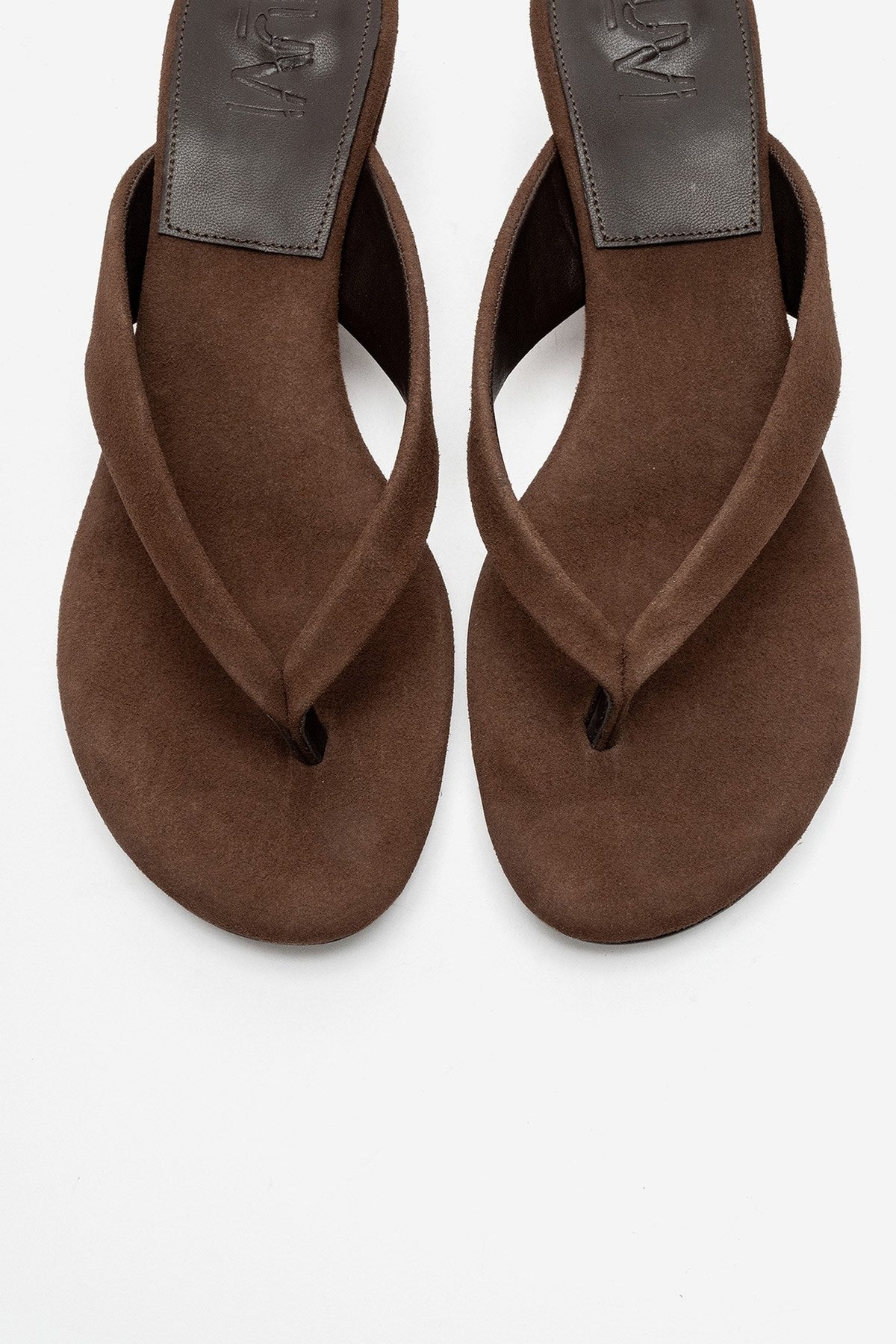 VANESSIA - Cognac Suede Toe-Post Mini Block Heel Sandal (Women)