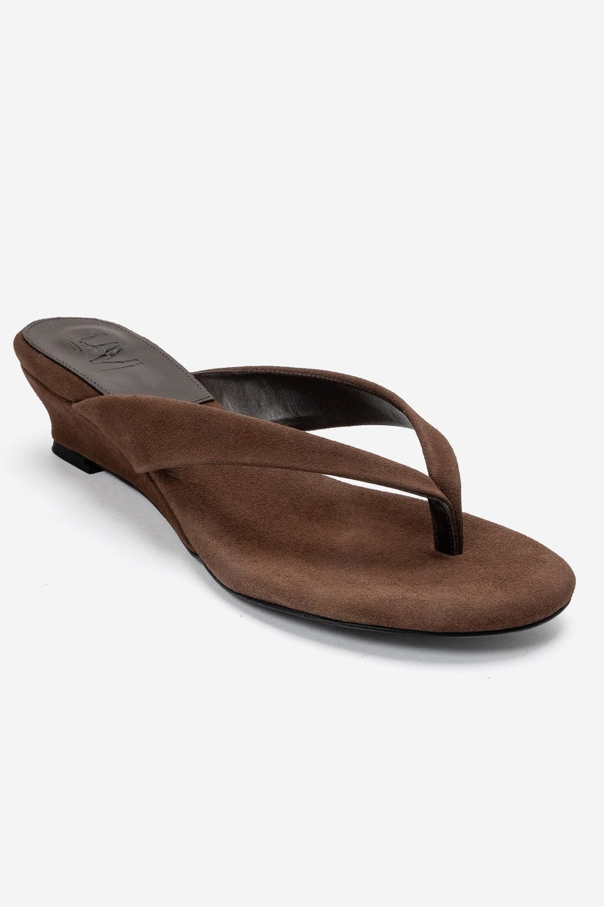 VANESSIA - Cognac Suede Toe-Post Mini Block Heel Sandal (Women)