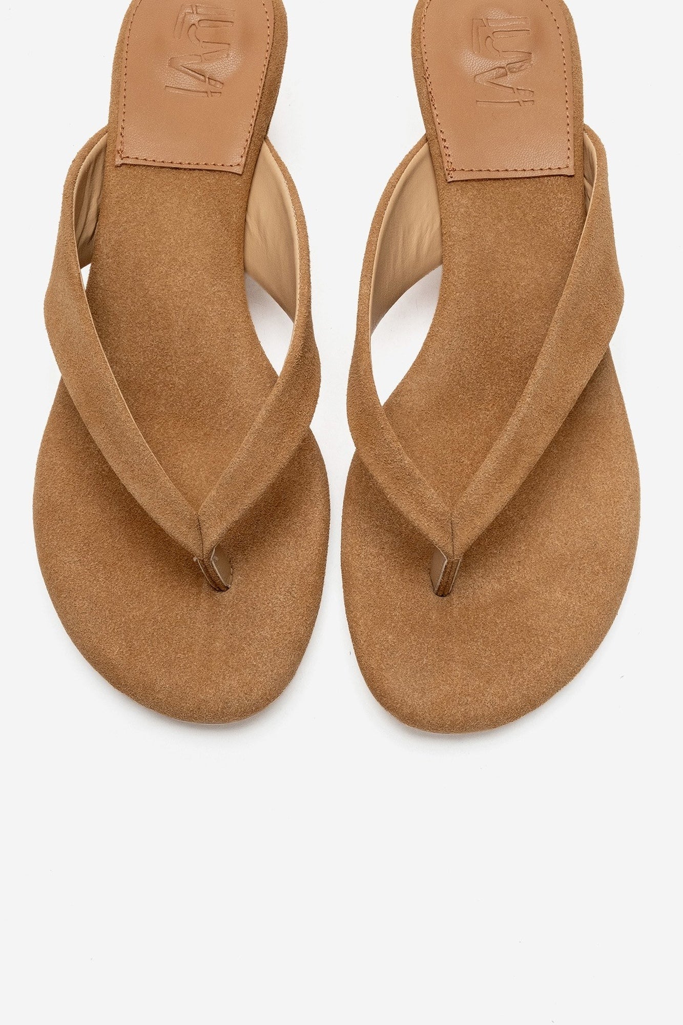 VANESSIA - Taupe Suede Toe-Post Mini Block Heel Sandal (Women)