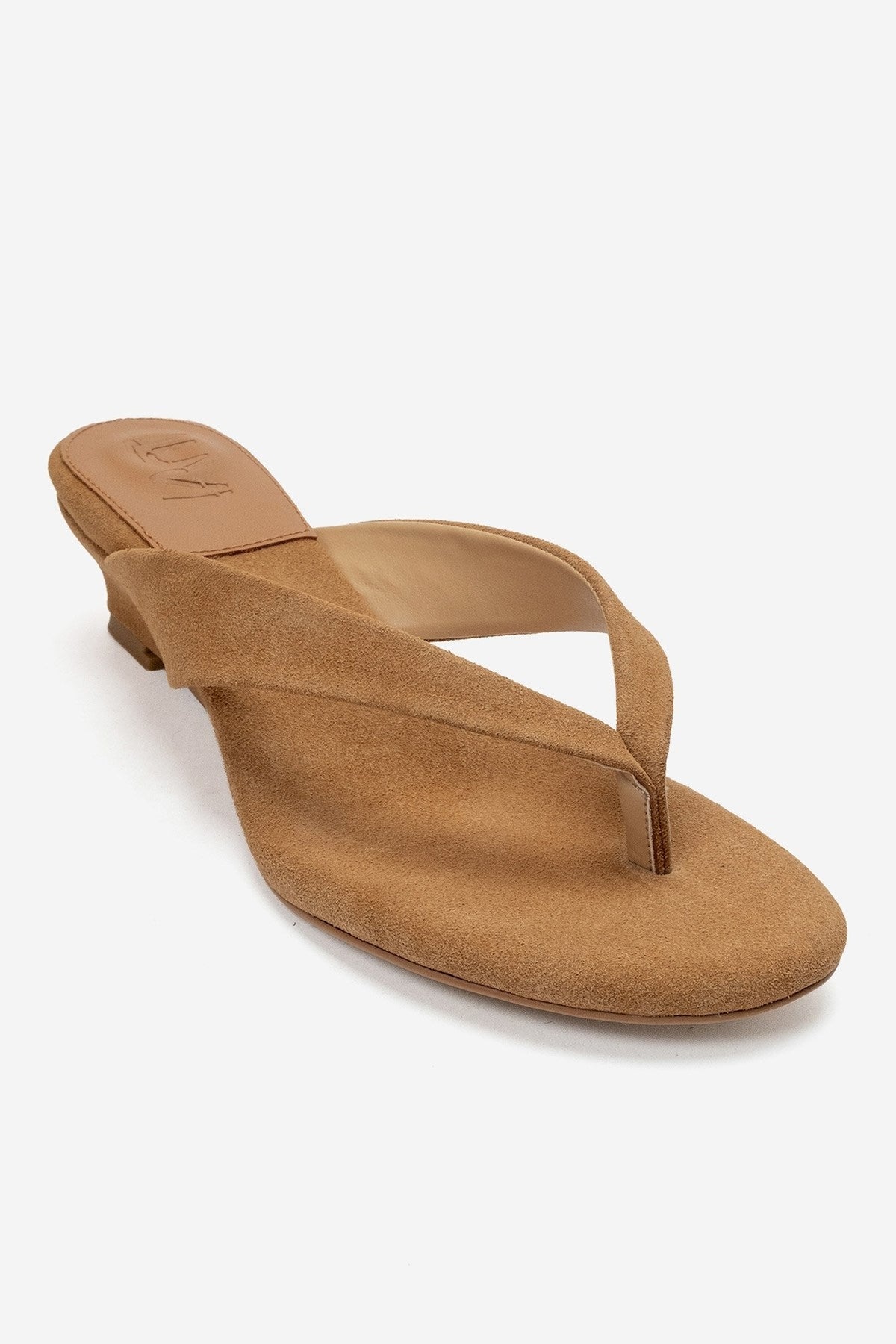 VANESSIA - Taupe Suede Toe-Post Mini Block Heel Sandal (Women)