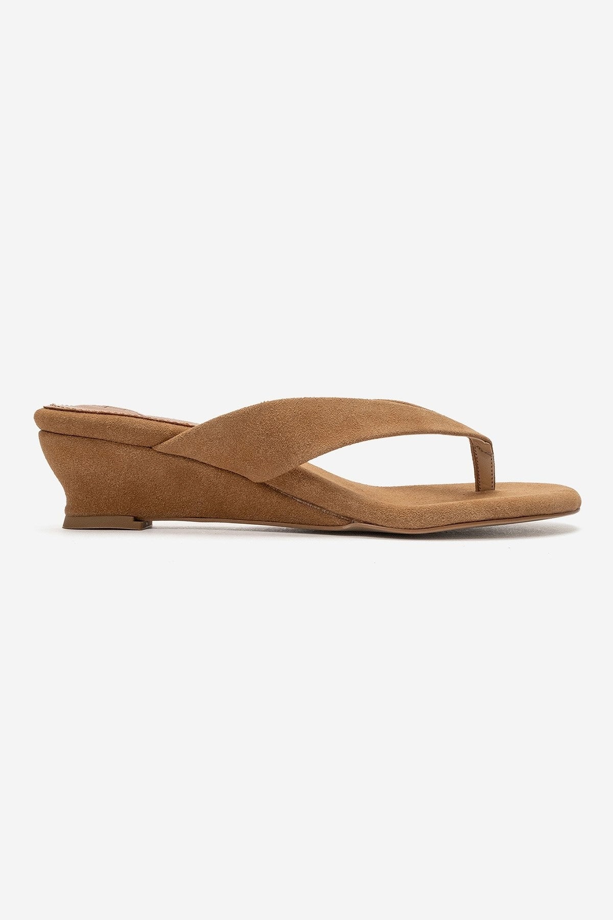 VANESSIA - Taupe Suede Toe-Post Mini Block Heel Sandal (Women)
