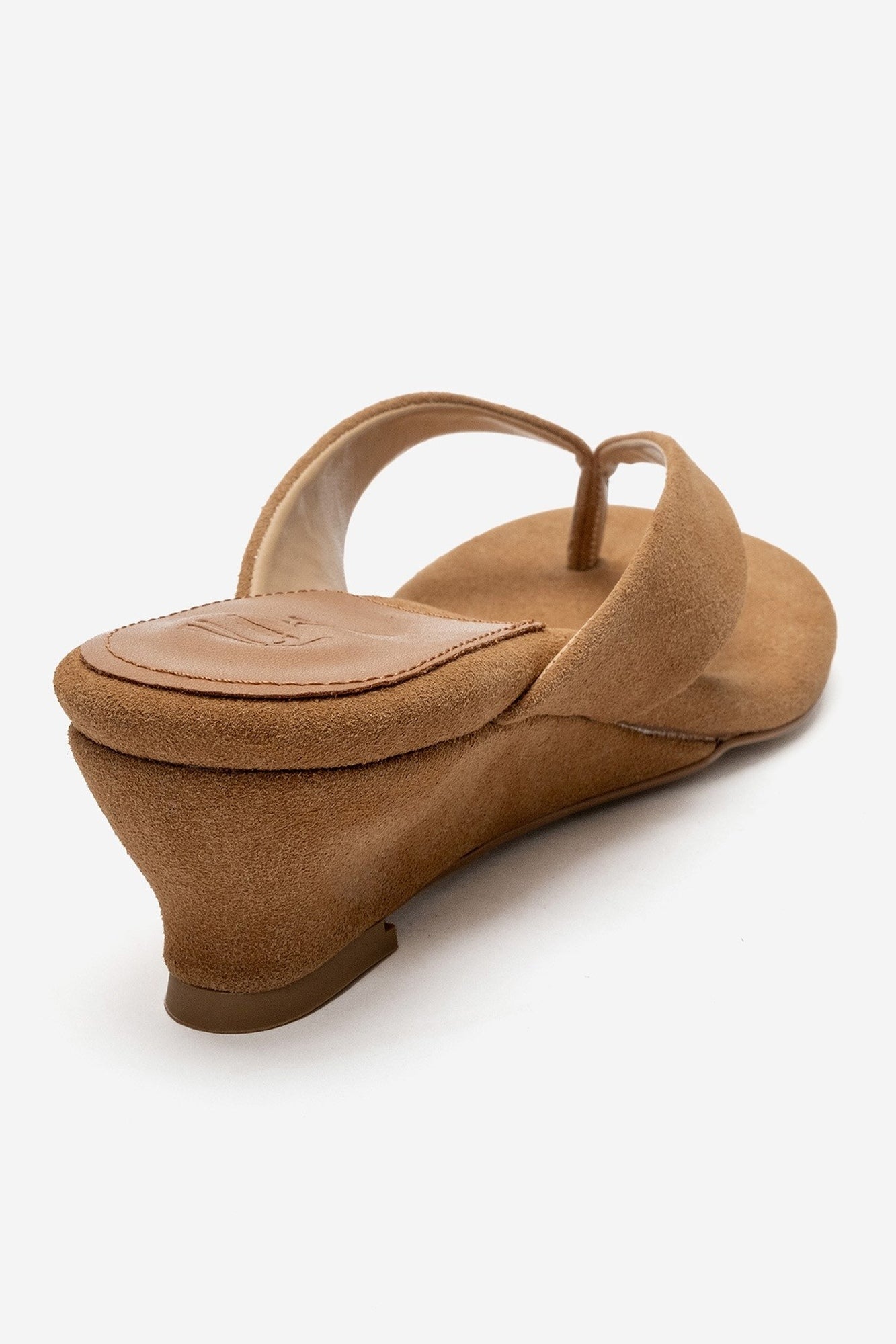 VANESSIA - Taupe Suede Toe-Post Mini Block Heel Sandal (Women)