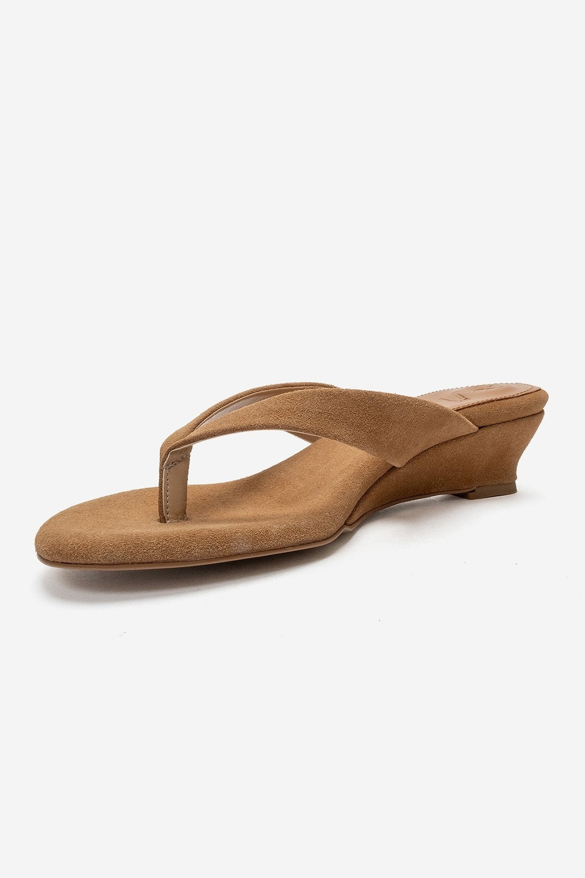 VANESSIA - Taupe Suede Toe-Post Mini Block Heel Sandal (Women)