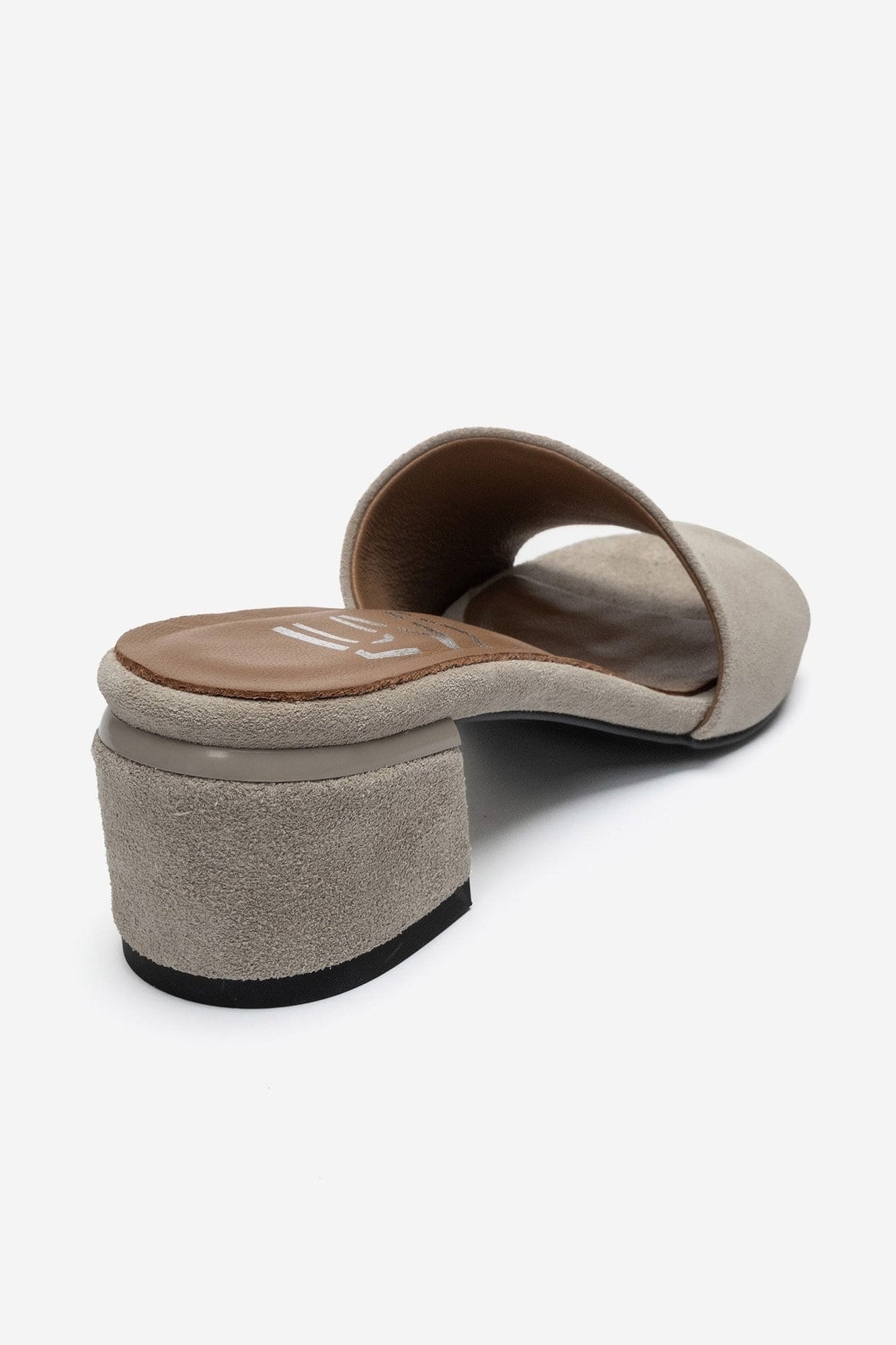 DELAVIE - Beige Genuine Leather Block Heel Mule (Women)