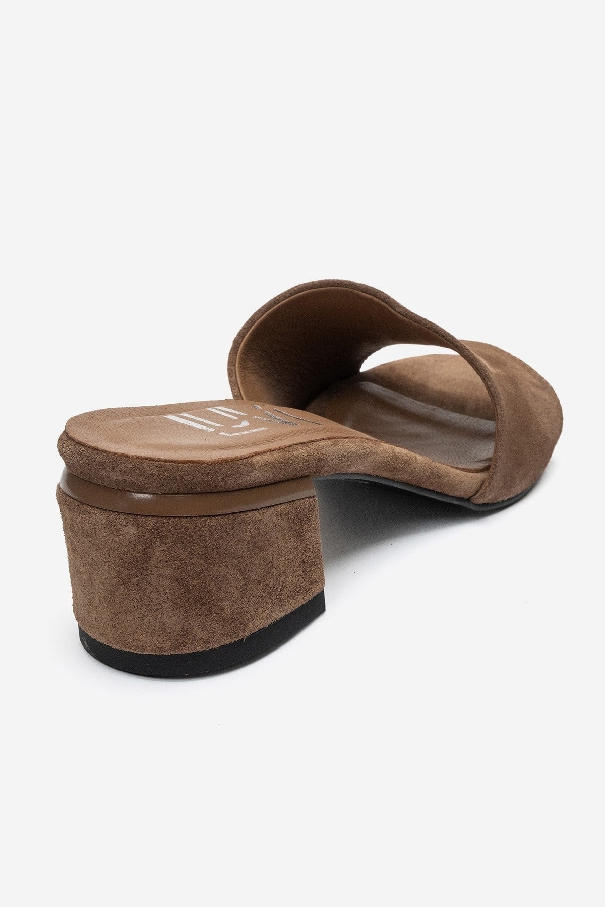DELAVIE - Taupe Genuine Leather Block Heel Mule (Women)