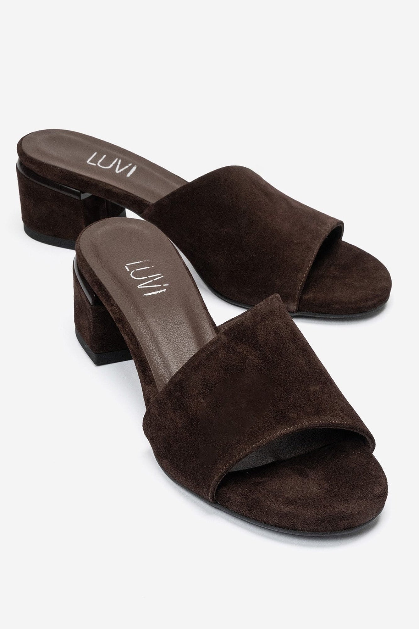 DELAVIE - Cognac Genuine Leather Block Heel Mule (Women)