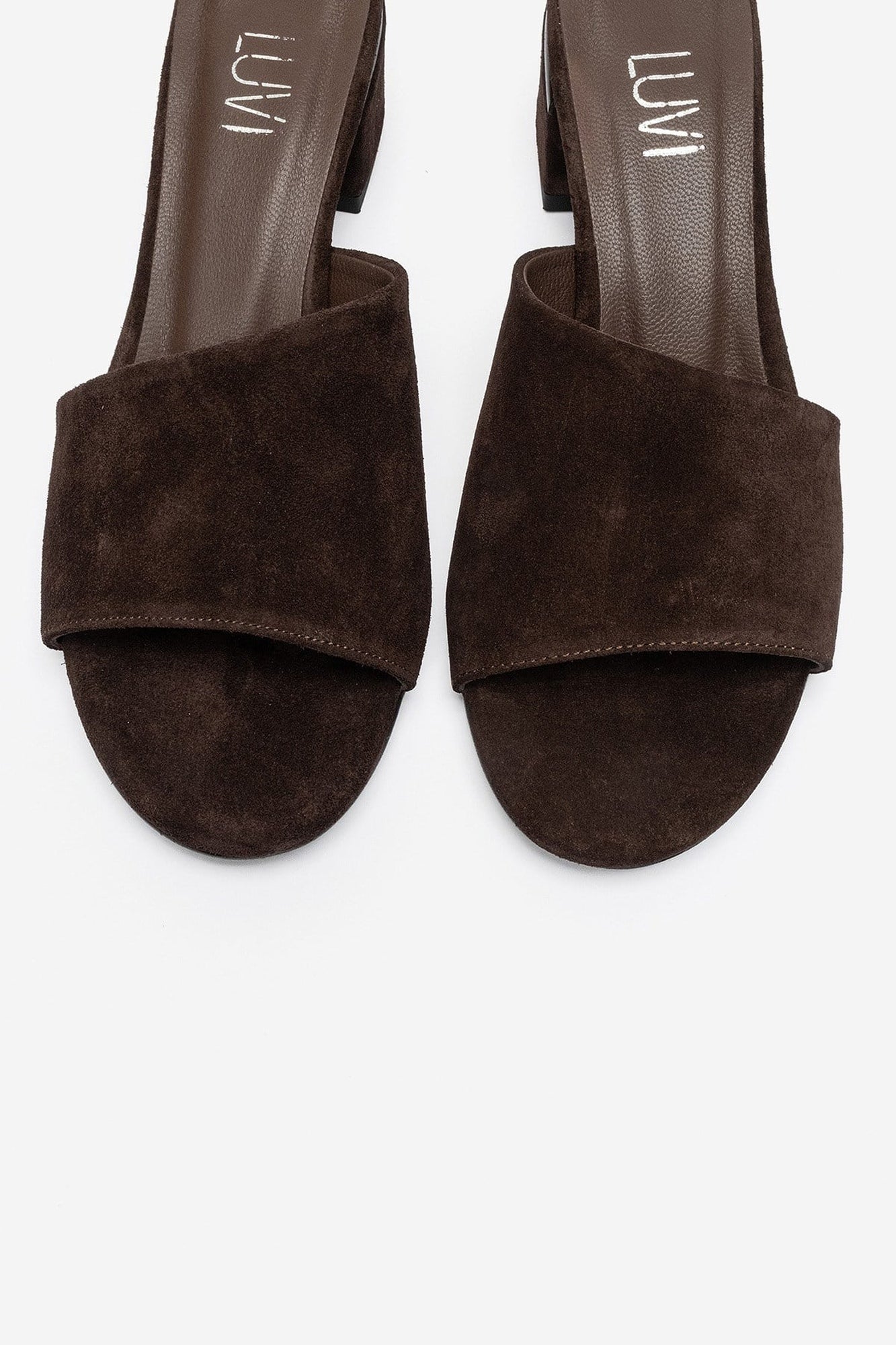 DELAVIE - Cognac Genuine Leather Block Heel Mule (Women)