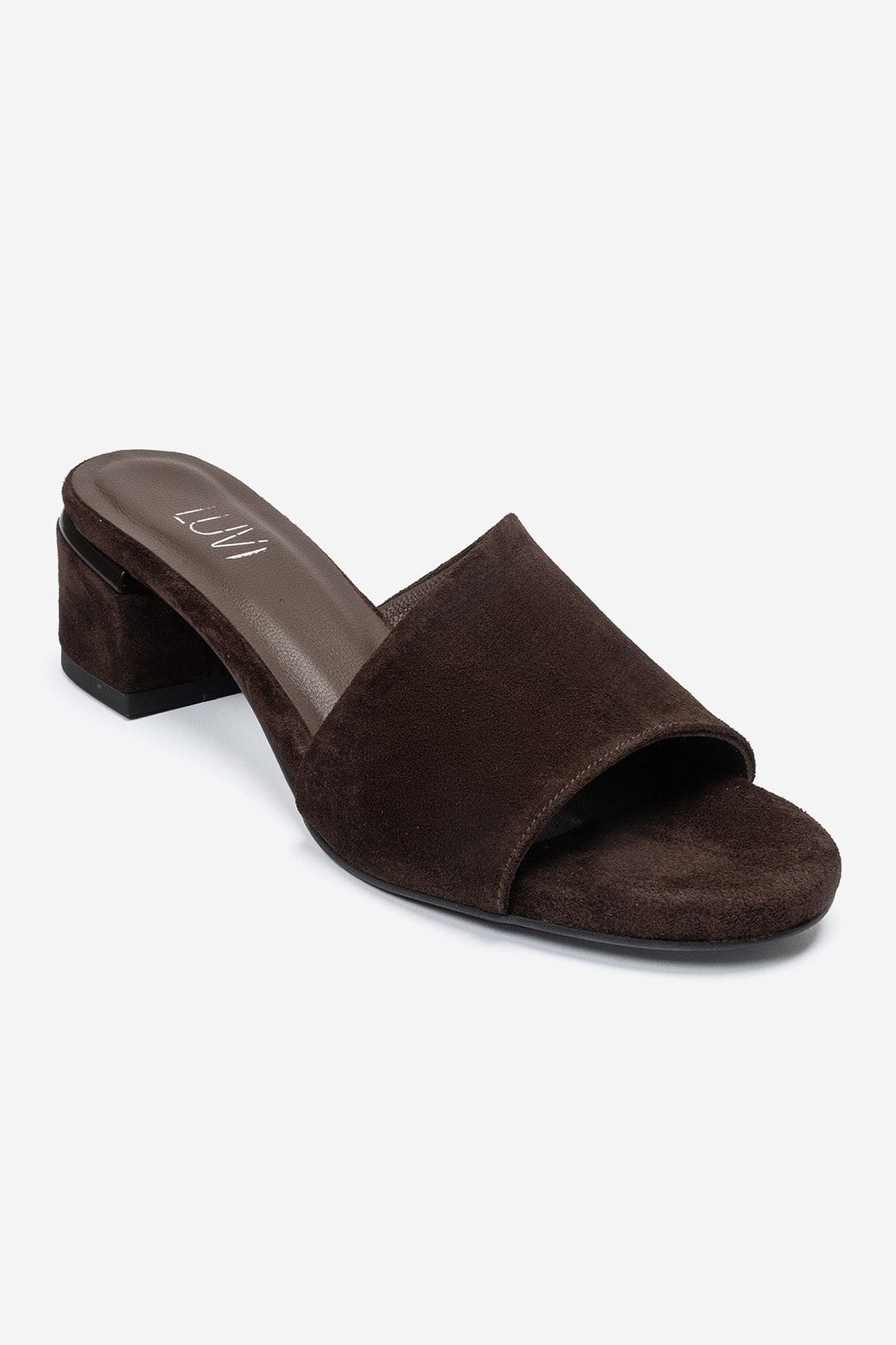 DELAVIE - Cognac Genuine Leather Block Heel Mule (Women)
