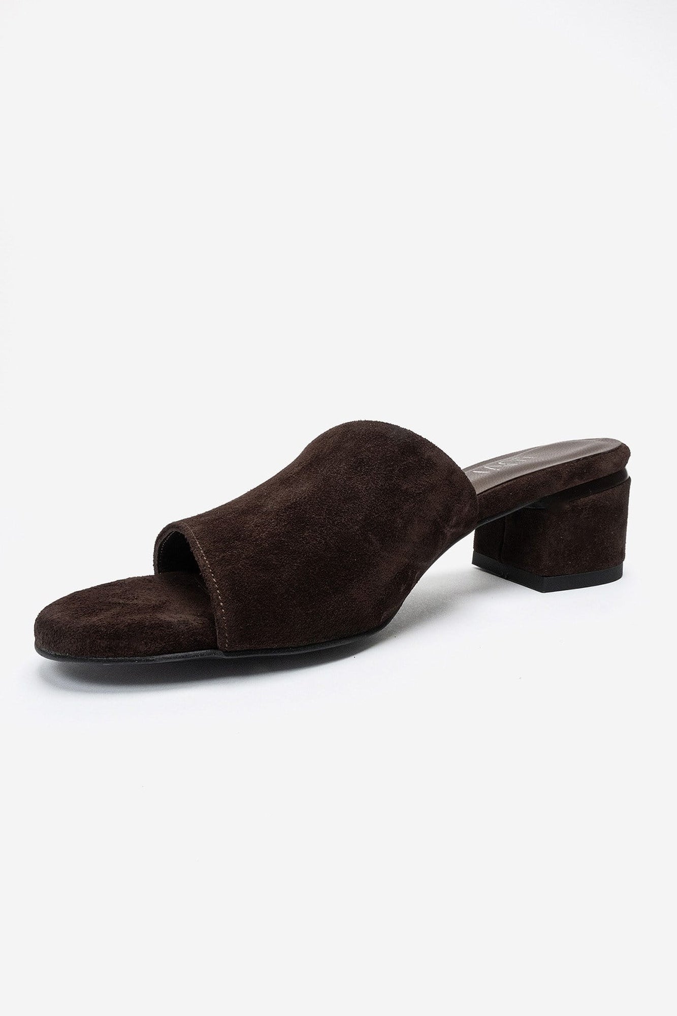 DELAVIE - Cognac Genuine Leather Block Heel Mule (Women)