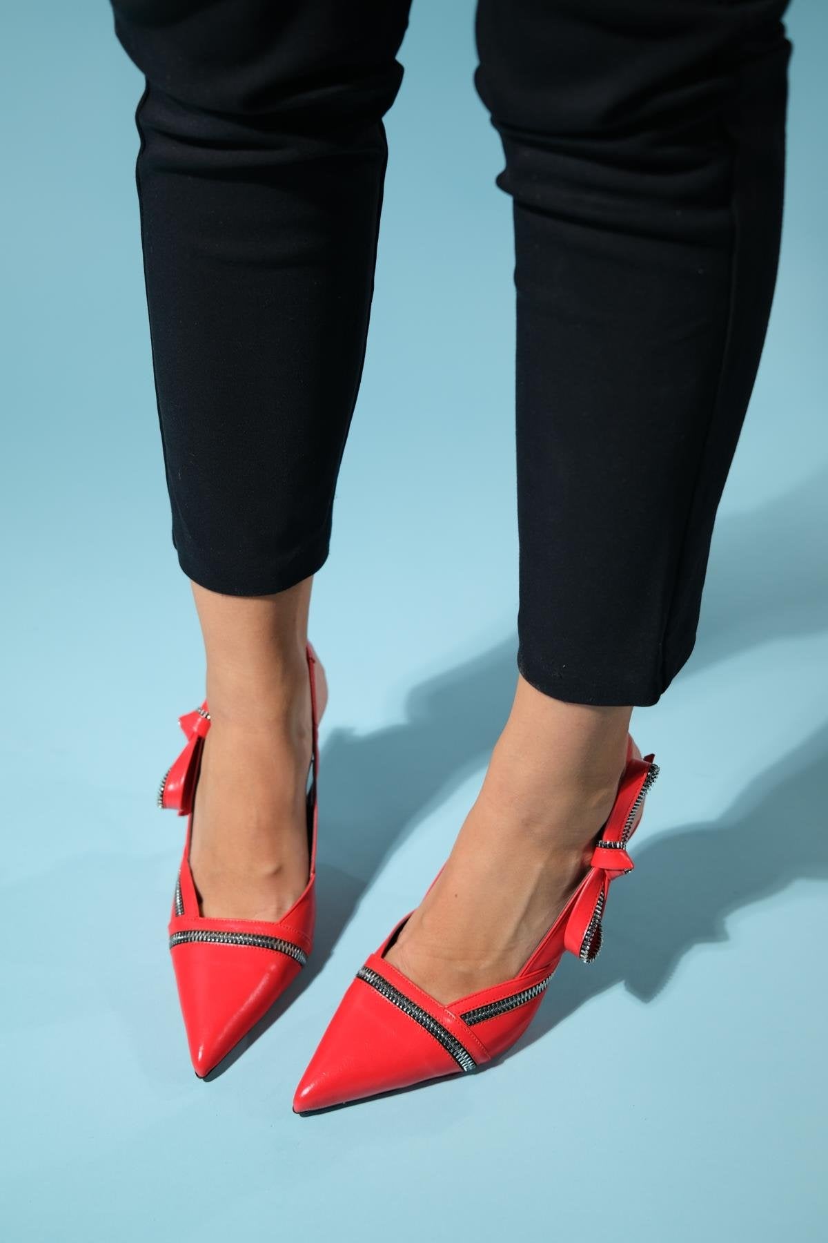 Glen - Red Zipper-Detail High Heel Shoe (Women)