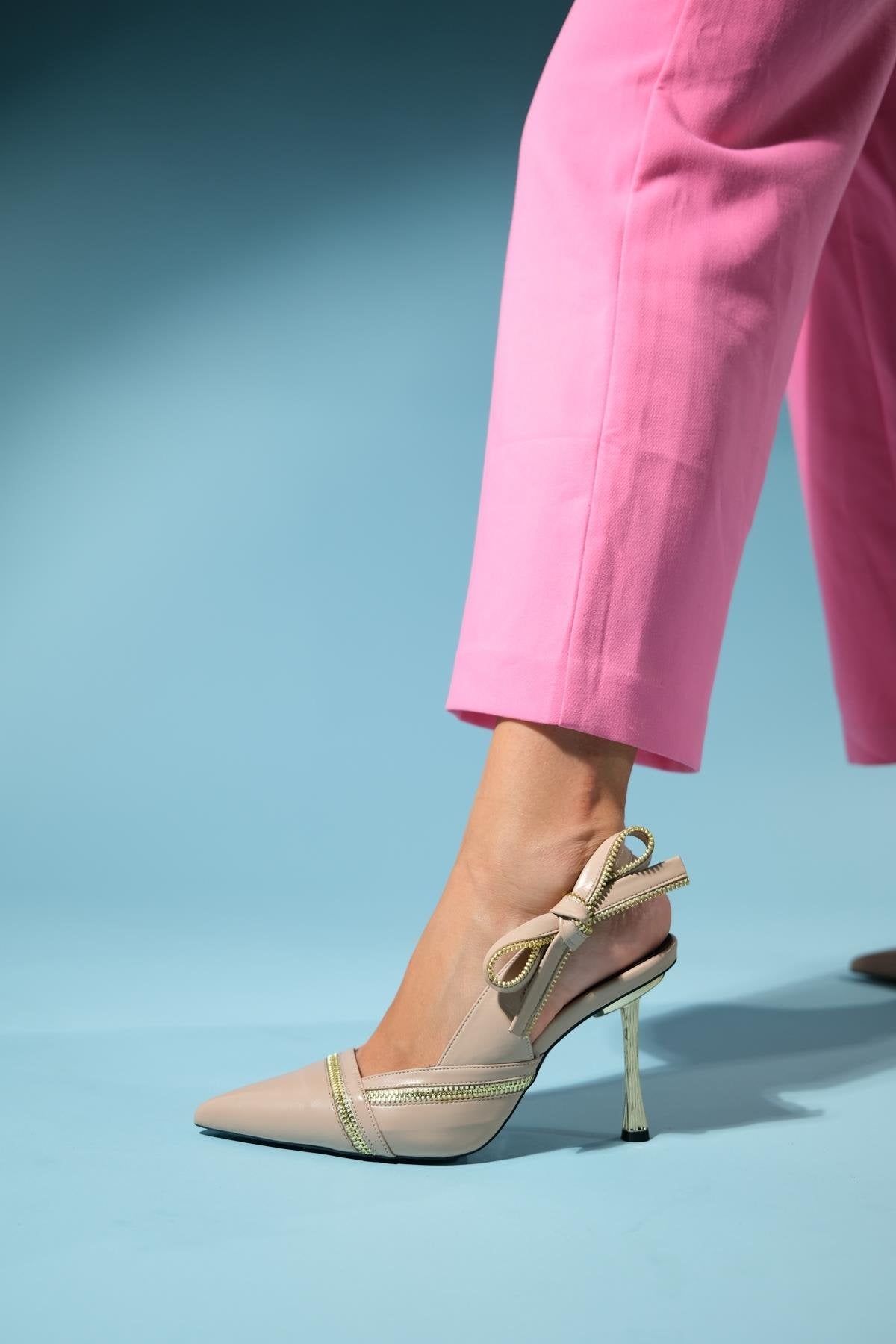 Glen - Beige Zipper-Detail High Heel Shoe (Women)
