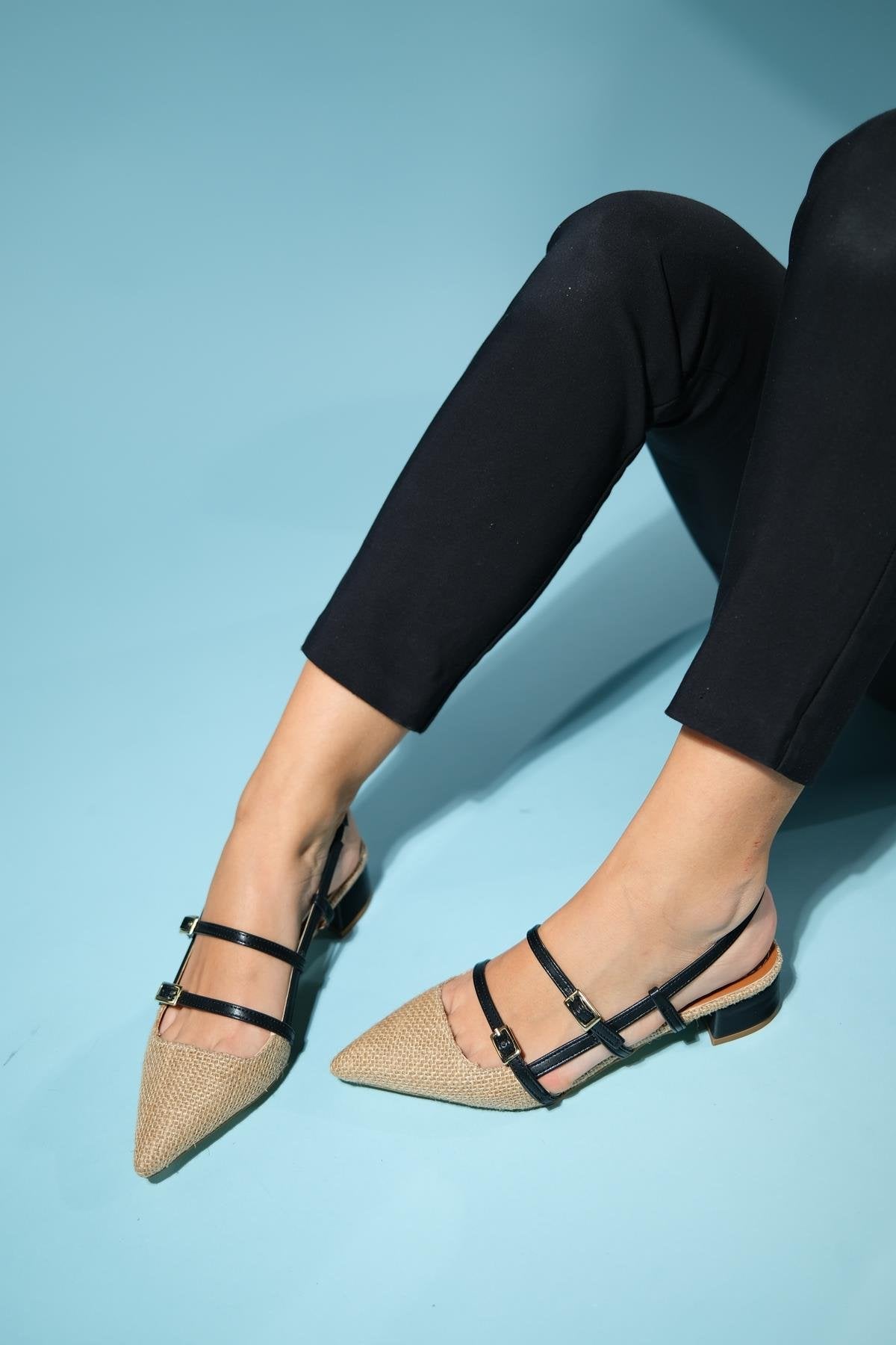 Cenova - Black Woven Heeled Sandal (Women)