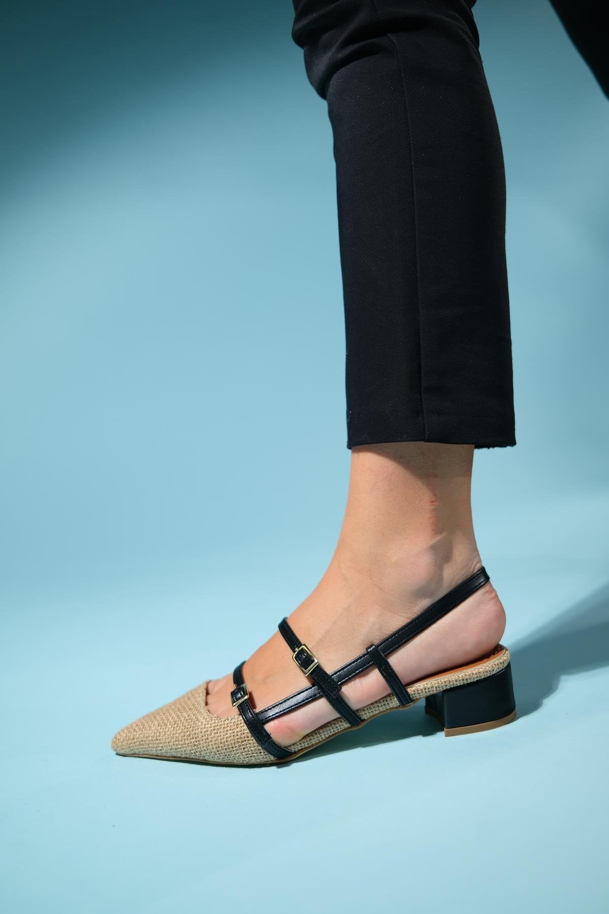 Cenova - Black Woven Heeled Sandal (Women)